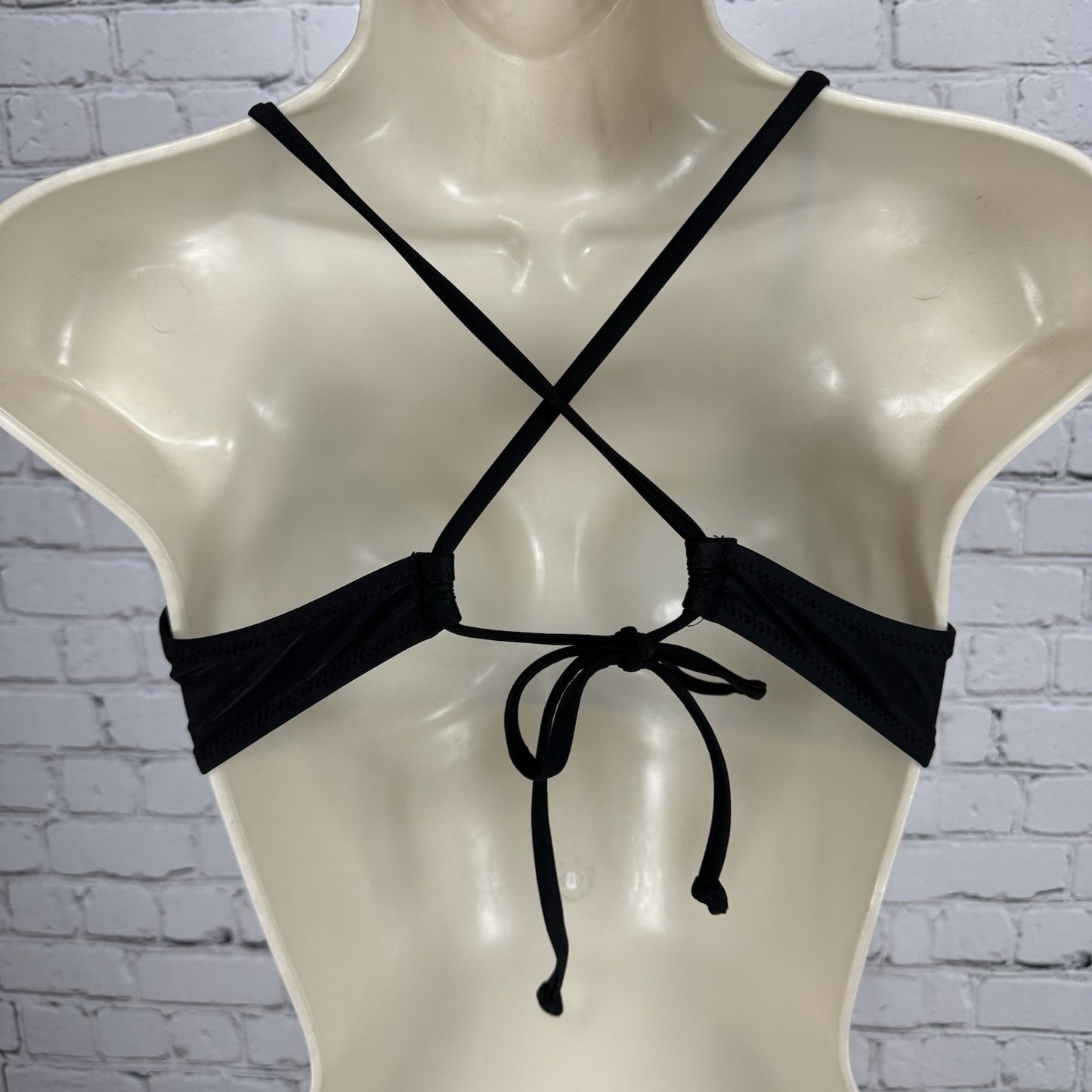 J Crew Re-imagined Solid Black Strappy Bikini Top Size Medium M