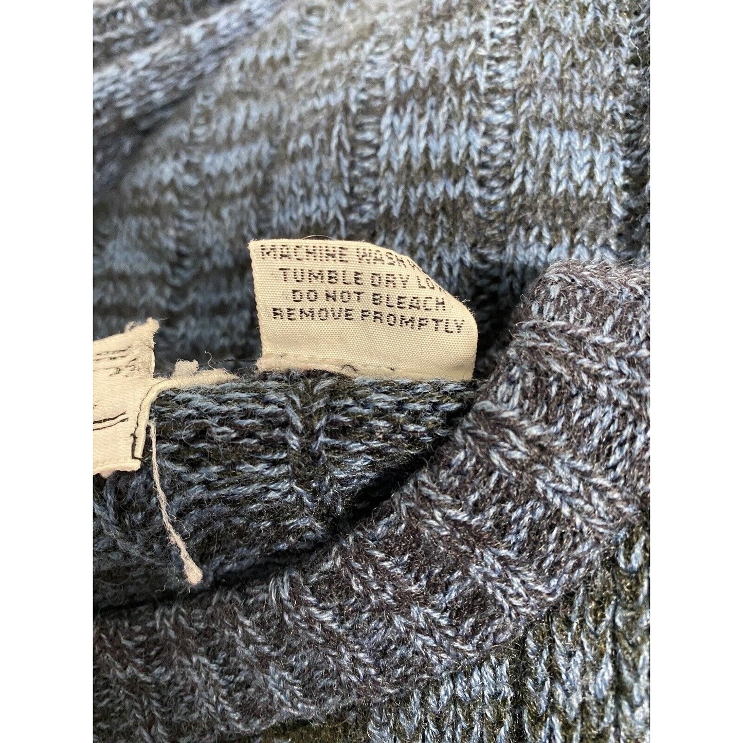 VTG EE Sport Blue Black Merino Wool Blend Diamond Print Cable Knit Sweater XL