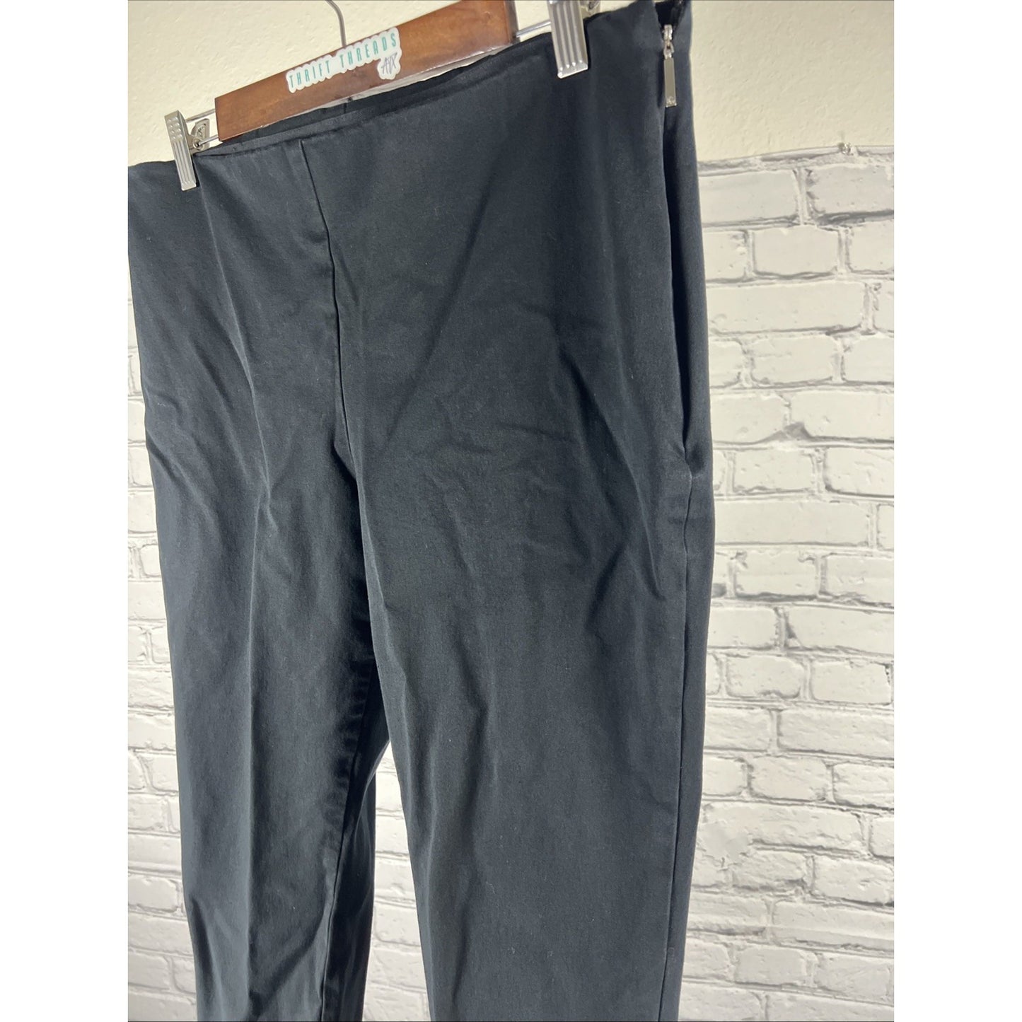 Lauren Ralph Lauren Black Flat Front Side Zip Hi-Rise Tapered Dress Pants 12