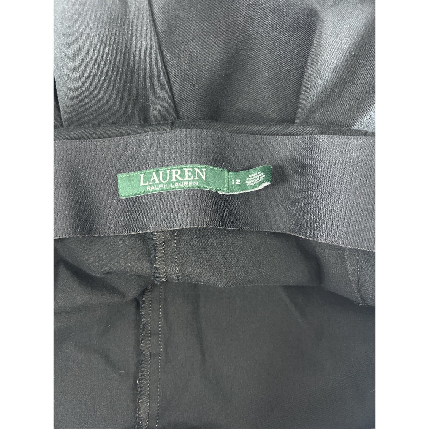 Lauren Ralph Lauren Black Flat Front Side Zip Hi-Rise Tapered Dress Pants 12