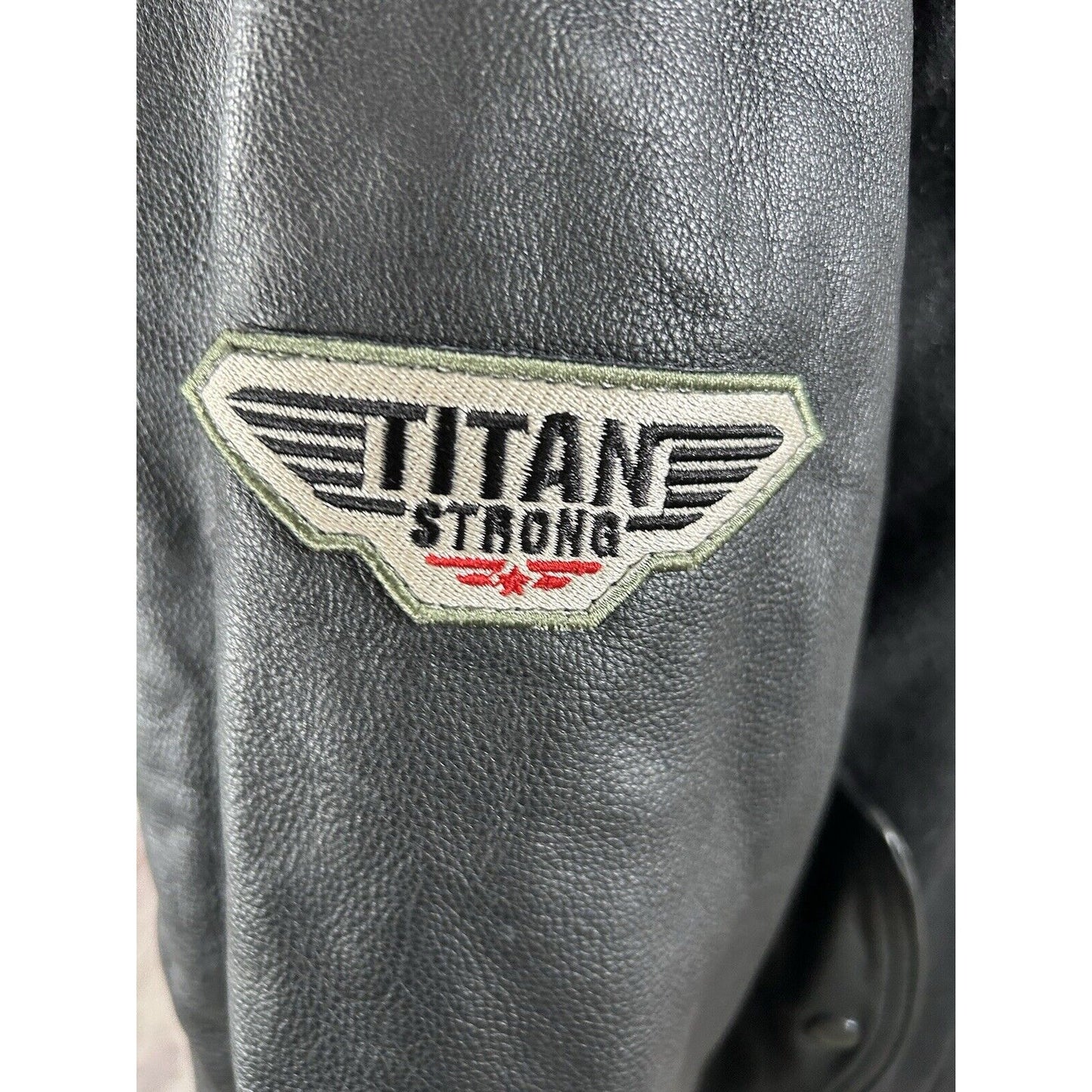 Titan Strong Black Wool Shell Leather Sleeves Inner Lined Men’s Bomber Jacket L