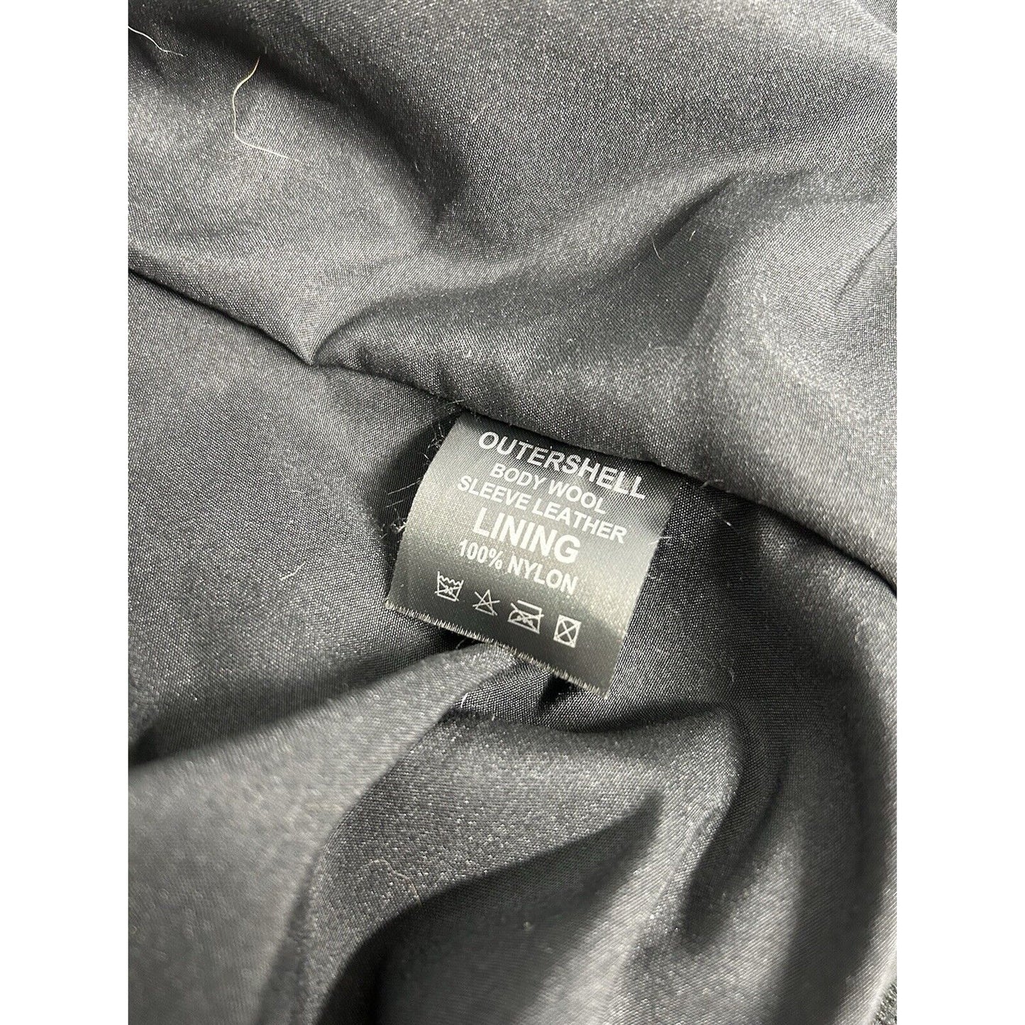 Titan Strong Black Wool Shell Leather Sleeves Inner Lined Men’s Bomber Jacket L