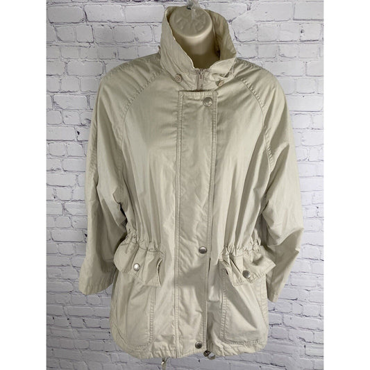 London Fog Tan Zip Collared Elastic Waist Lightweight Jacket Small Petite SP