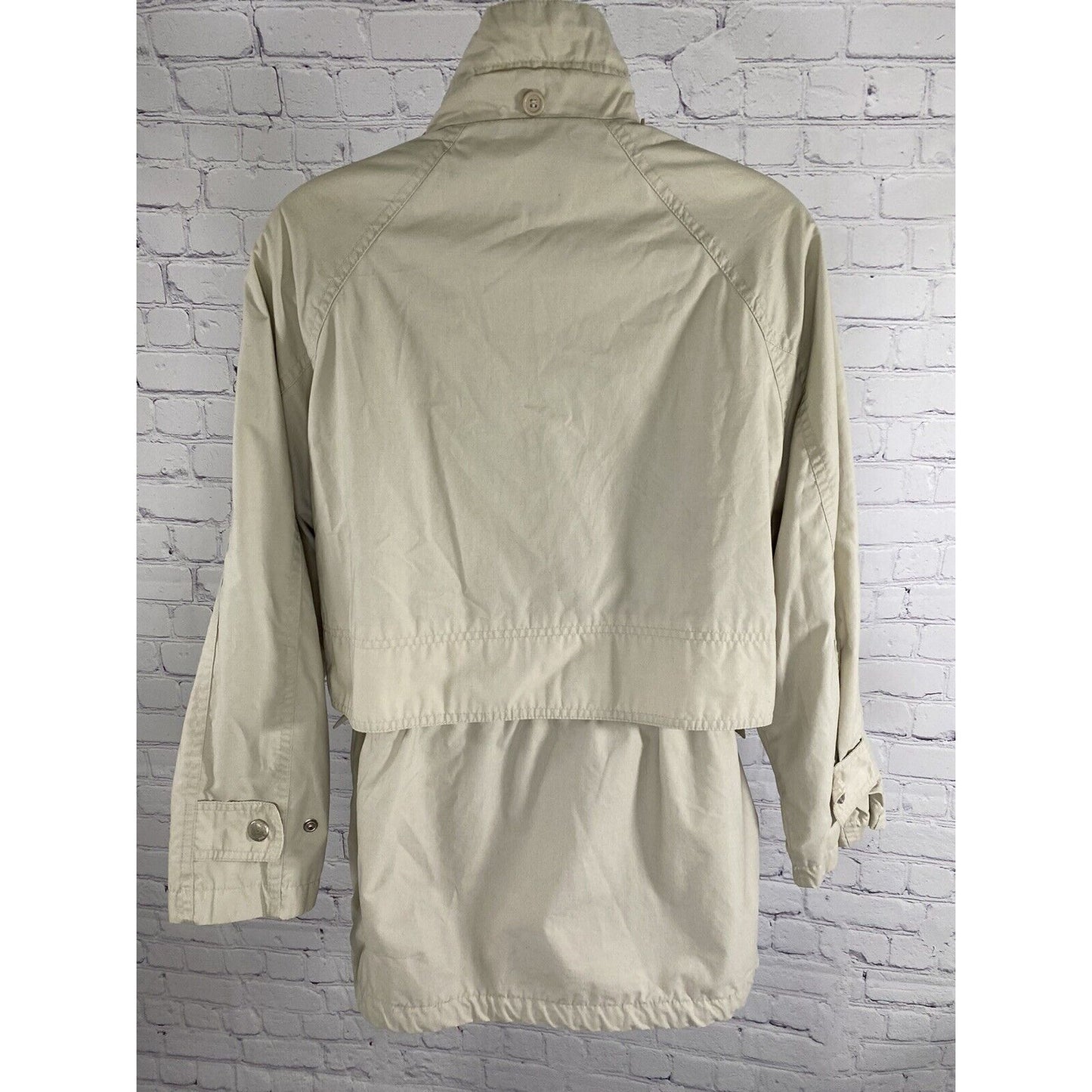 London Fog Tan Zip Collared Elastic Waist Lightweight Jacket Small Petite SP