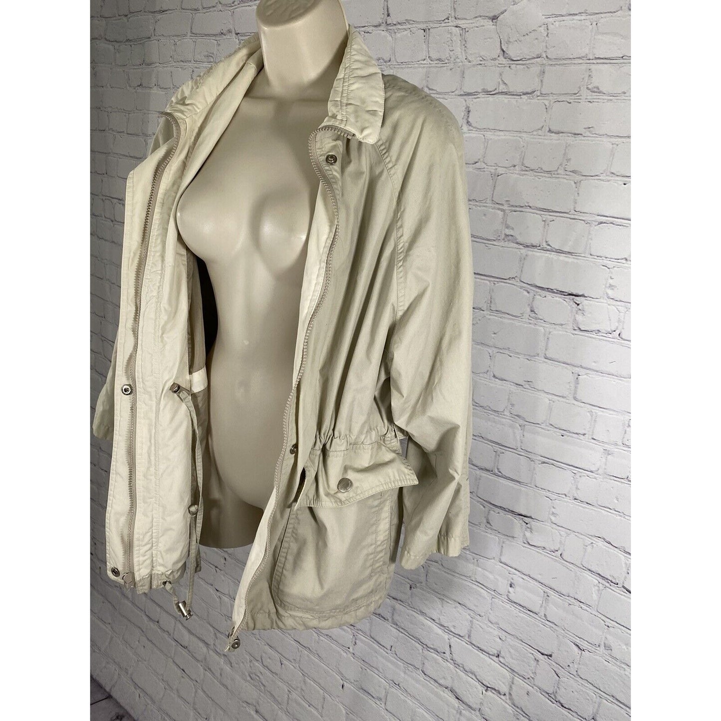 London Fog Tan Zip Collared Elastic Waist Lightweight Jacket Small Petite SP