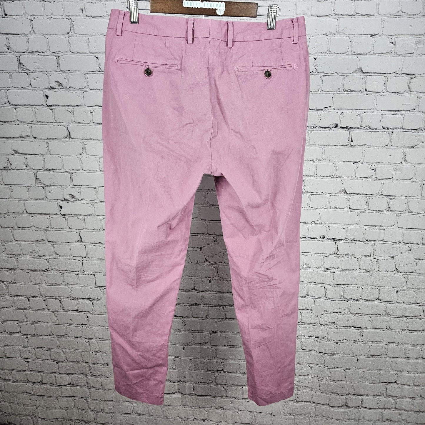 Bonobos Pink Slim Taper Cotton Stretch Flat Front Slash Pocket Chino Pants 33x32