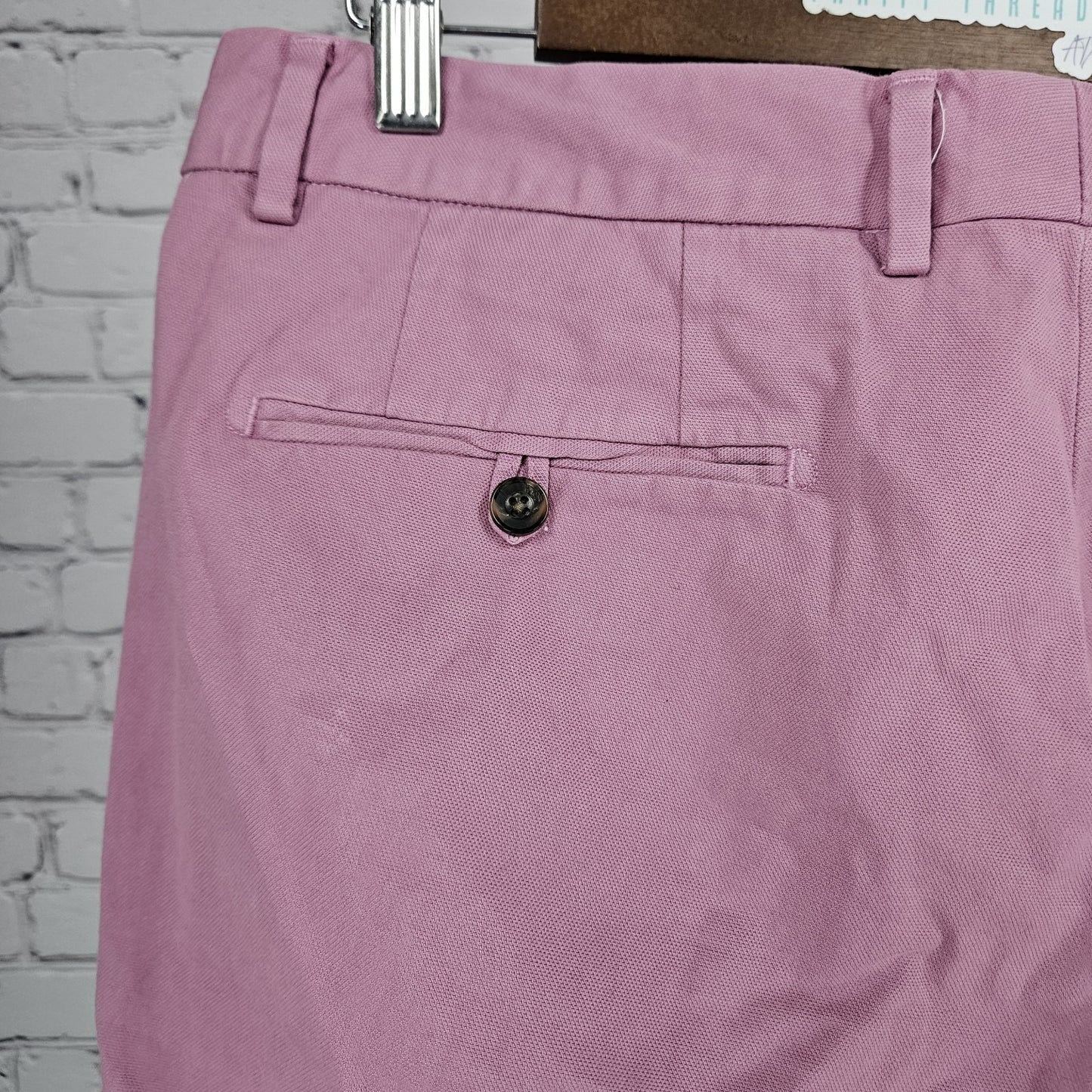 Bonobos Pink Slim Taper Cotton Stretch Flat Front Slash Pocket Chino Pants 33x32