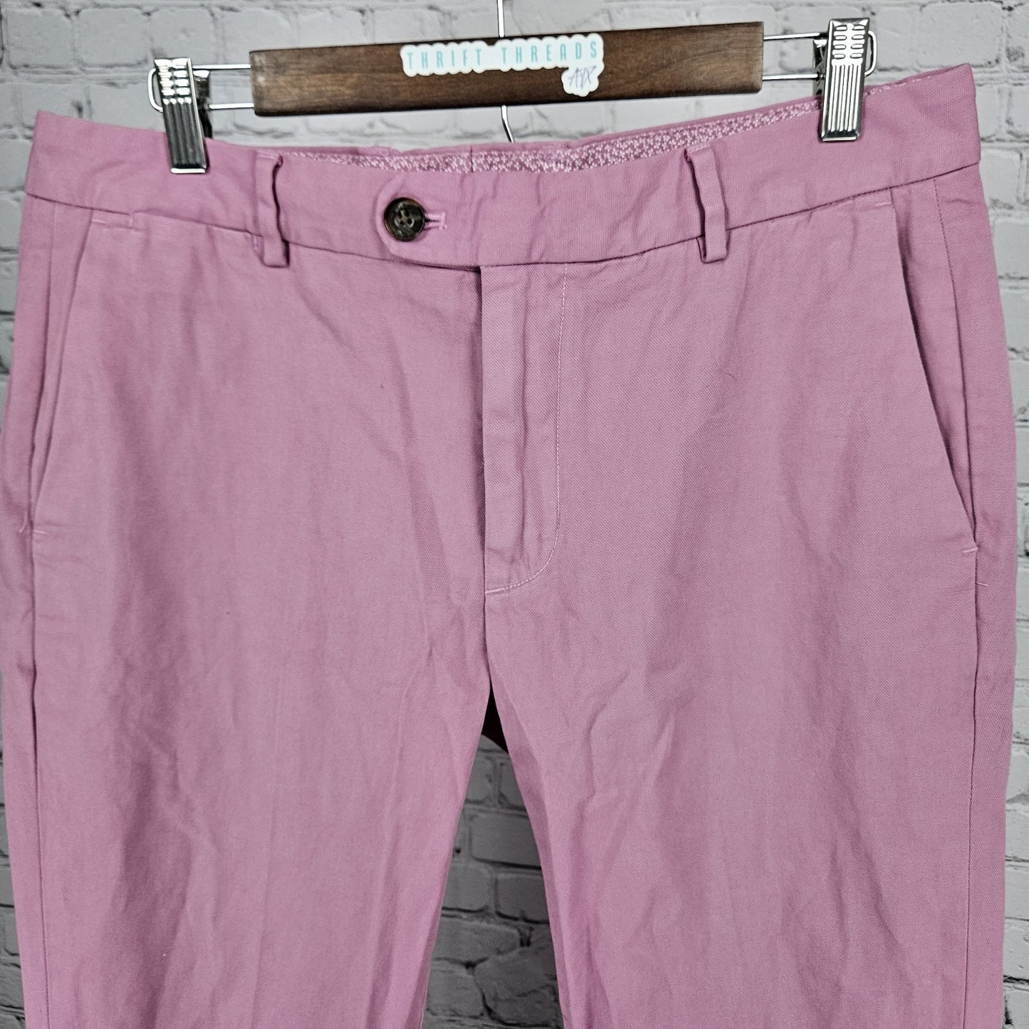 Bonobos Pink Slim Taper Cotton Stretch Flat Front Slash Pocket Chino Pants 33x32