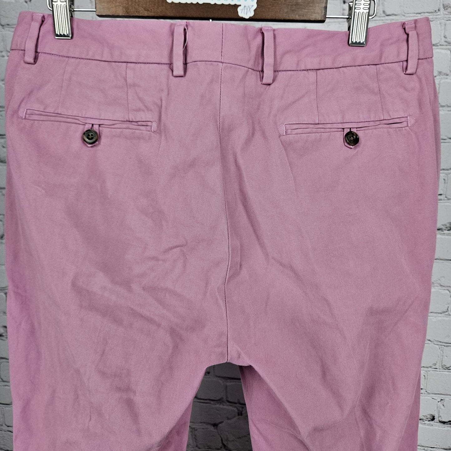 Bonobos Pink Slim Taper Cotton Stretch Flat Front Slash Pocket Chino Pants 33x32