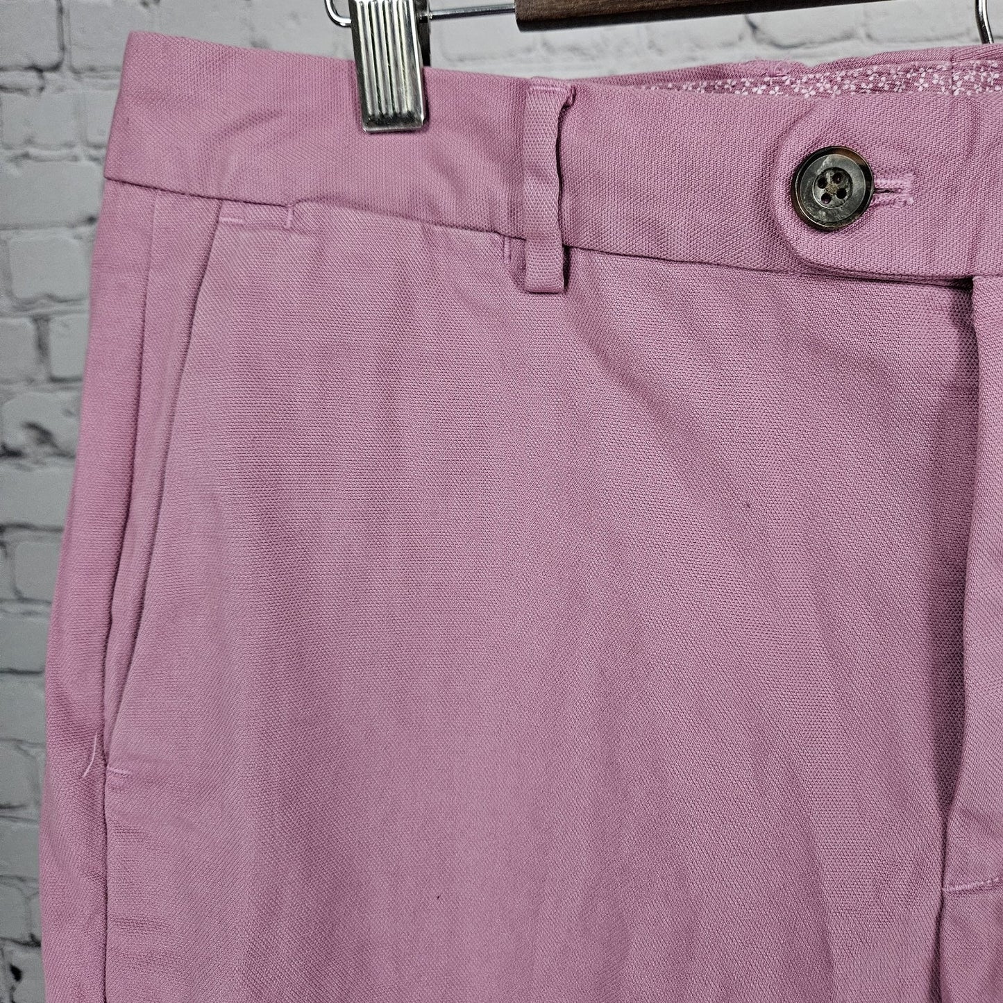 Bonobos Pink Slim Taper Cotton Stretch Flat Front Slash Pocket Chino Pants 33x32