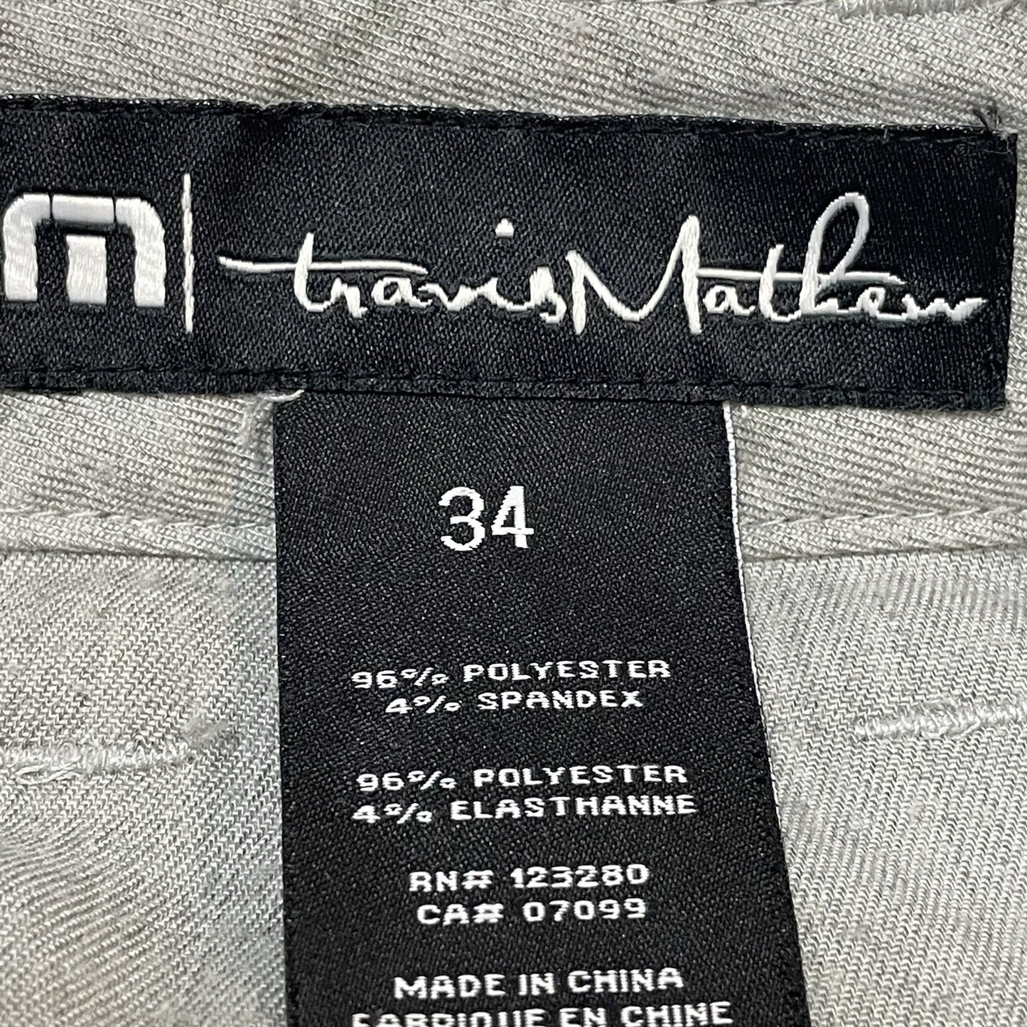 Travis Mathew Grey Striped Lightweight Stretch Chino Golf Shorts 34 (35x9.5)