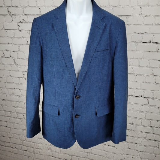 J.CREW Ludlow Blue Linen Cotton Blend Somelos Unlined Blazer Sport Coat Size 38R