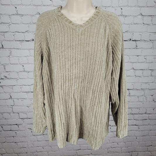 PAZZO Beige Velvety Velour Knit Oversized Pullover Dolman Sweater Size Large L