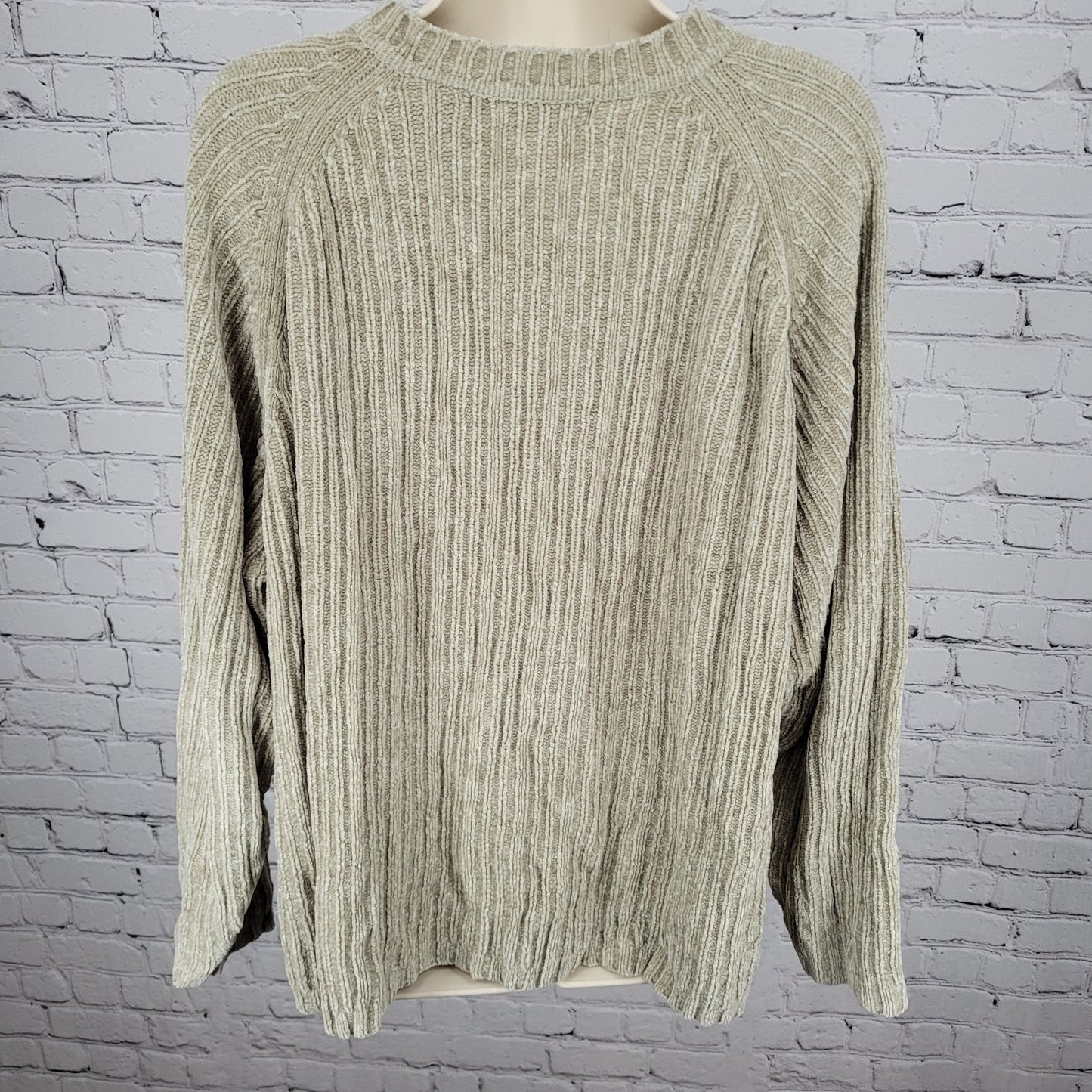 PAZZO Beige Velvety Velour Knit Oversized Pullover Dolman Sweater Size Large L
