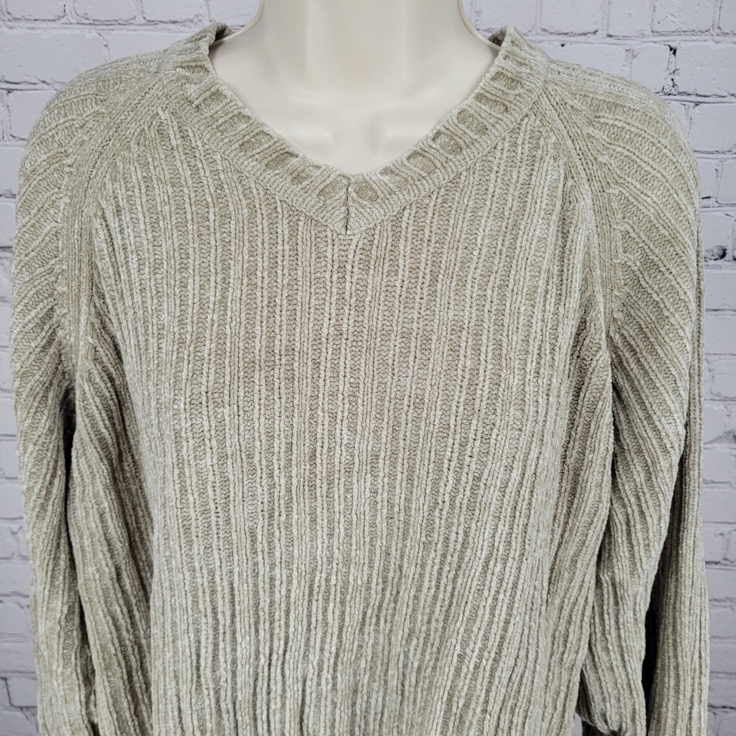 PAZZO Beige Velvety Velour Knit Oversized Pullover Dolman Sweater Size Large L
