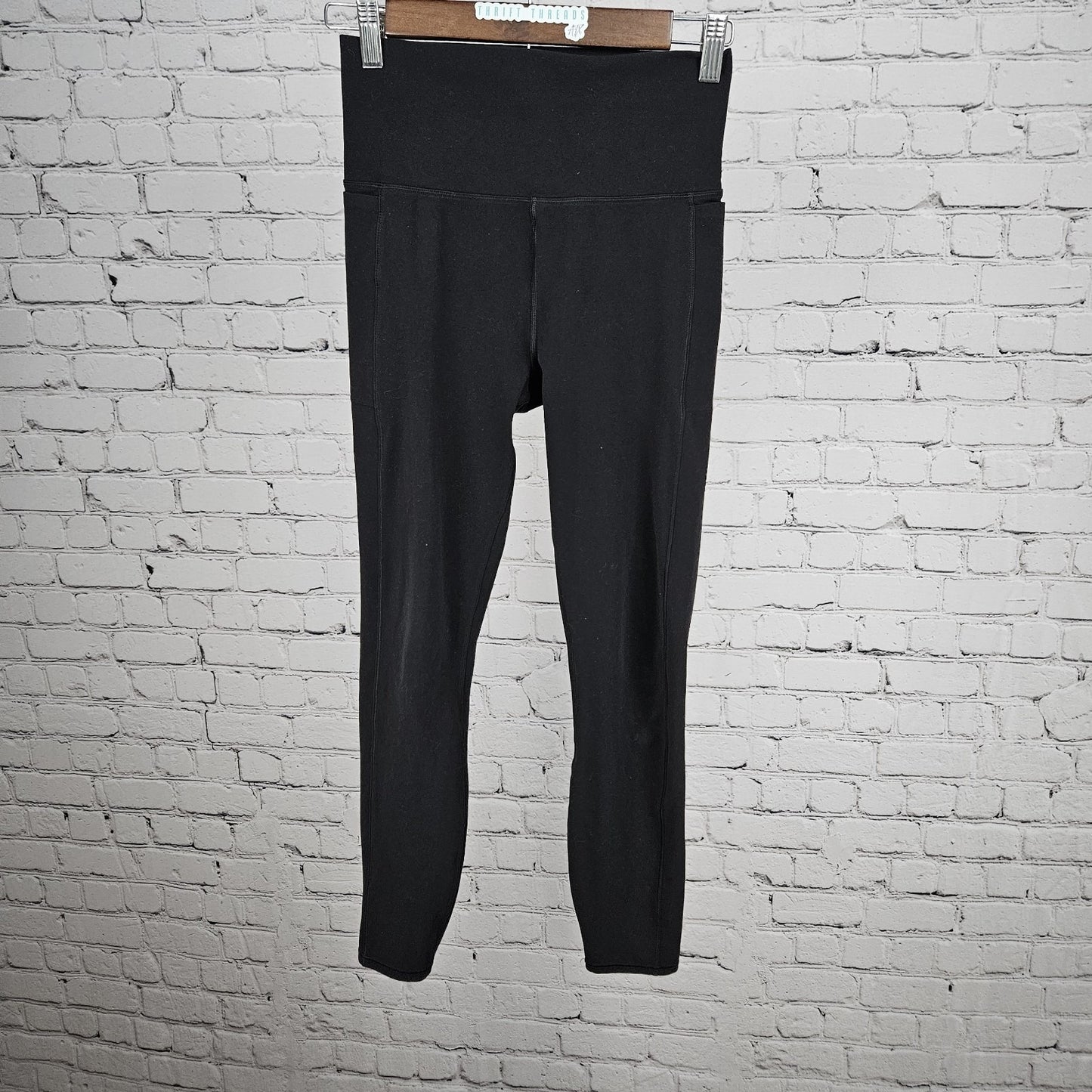 Vuori Black Stash Pockets Pull On Stretch Workout Leggings Pants VW446 Small S