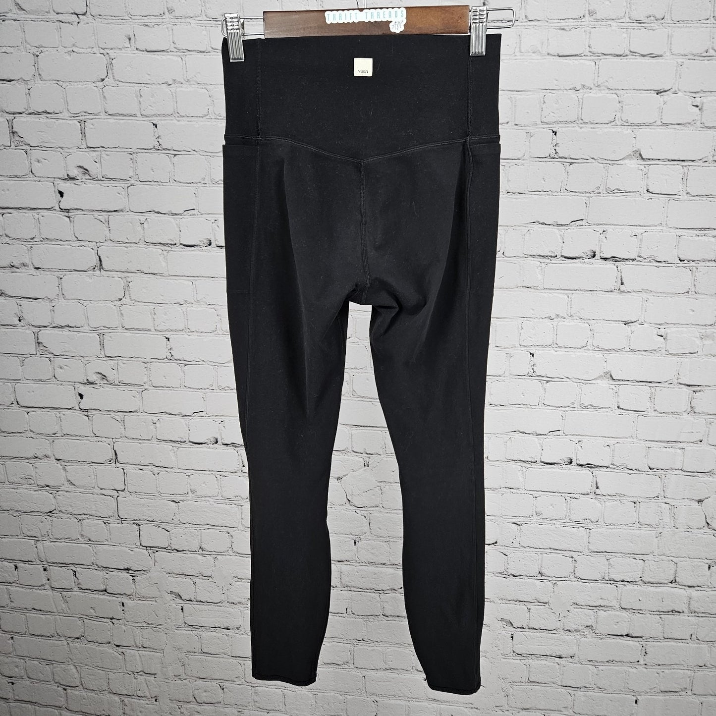 Vuori Black Stash Pockets Pull On Stretch Workout Leggings Pants VW446 Small S