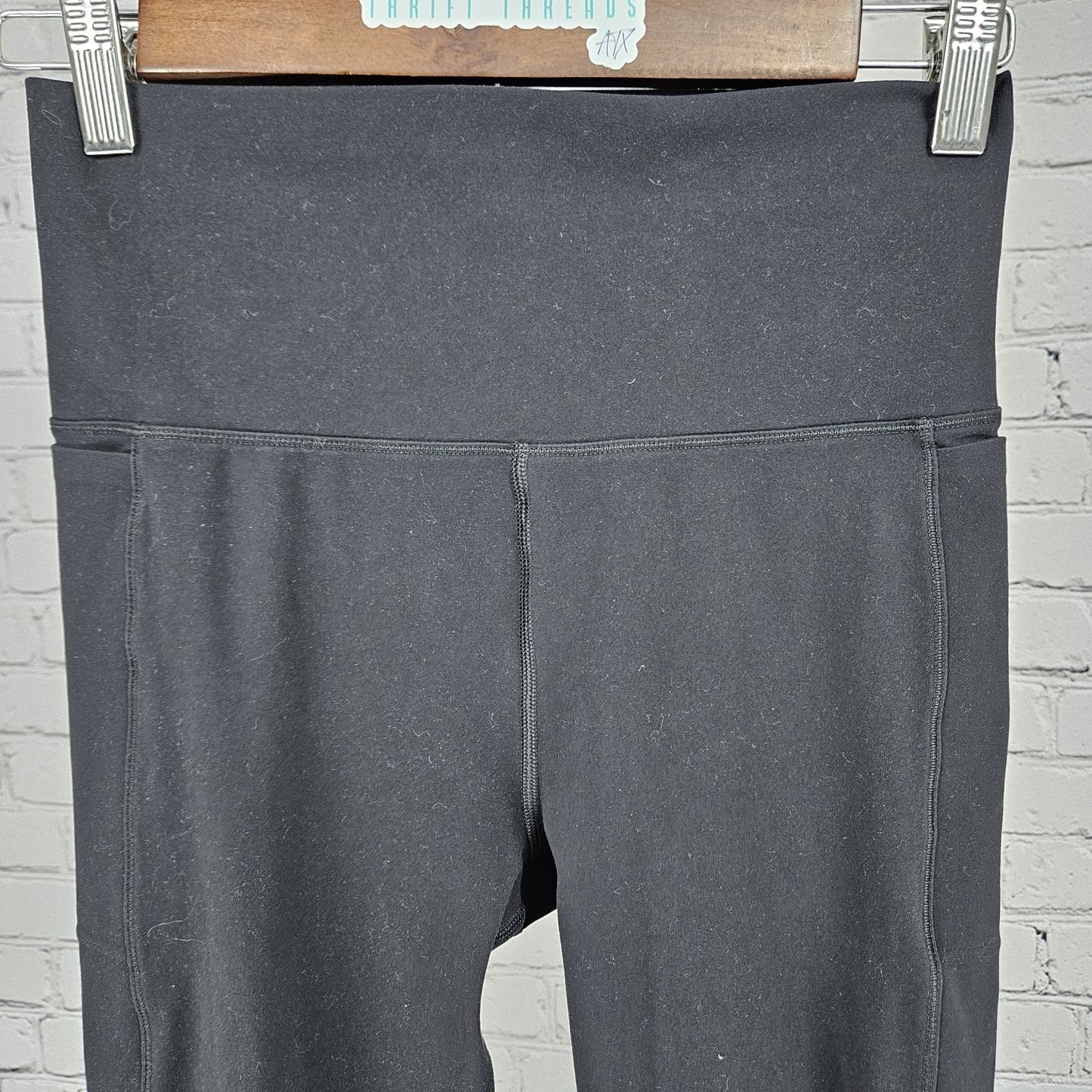 Vuori Black Stash Pockets Pull On Stretch Workout Leggings Pants VW446 Small S