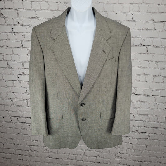 Hart Schaffner & Marx Grey 100% Wool Micron Houndstooth Blazer USA Made Size 40R