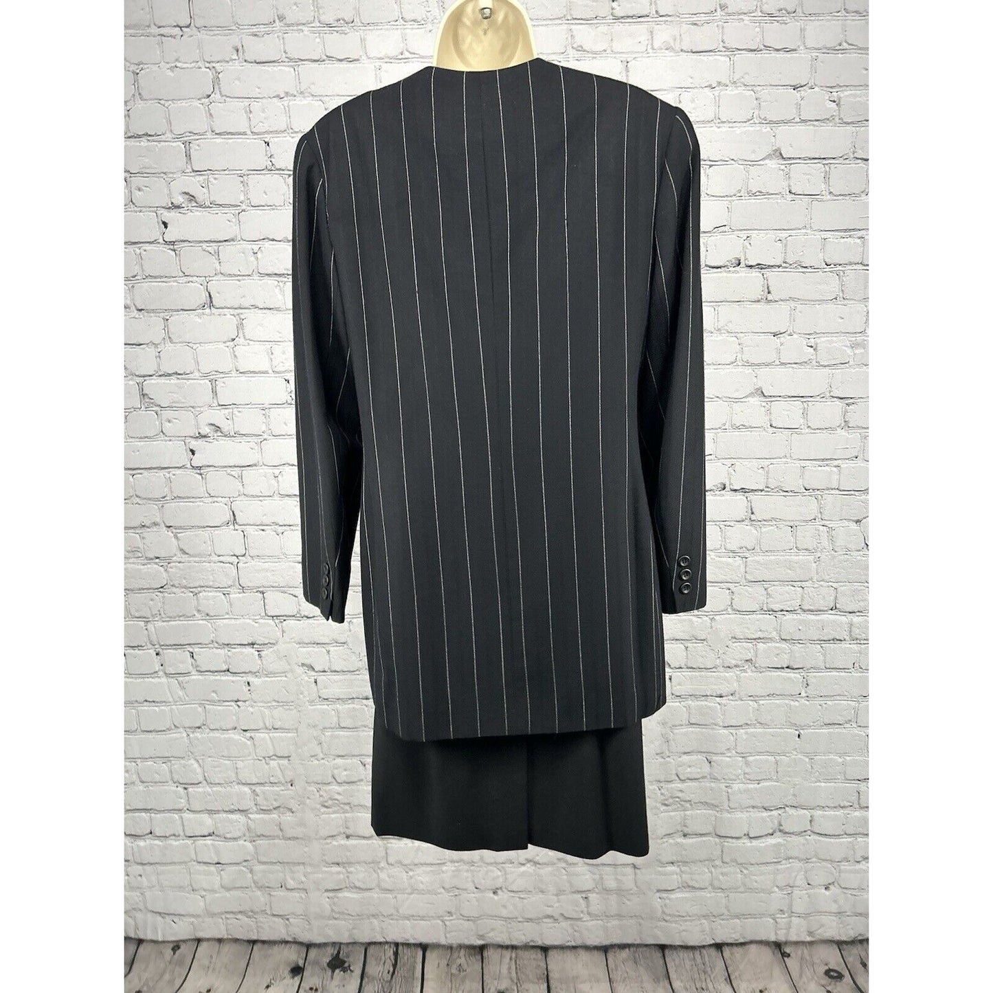 VTG 80’s MM By Krizia Two Piece Skirt Suit With Tie 100% Wool Striped Jacket 8