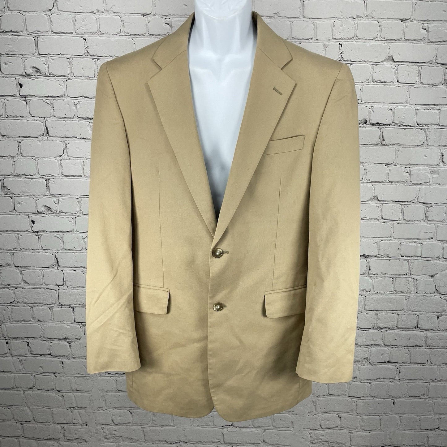 Jos A Bank Tan Cotton Wool 2 Button Vented Notch Blazer Sport Coat Size 40L