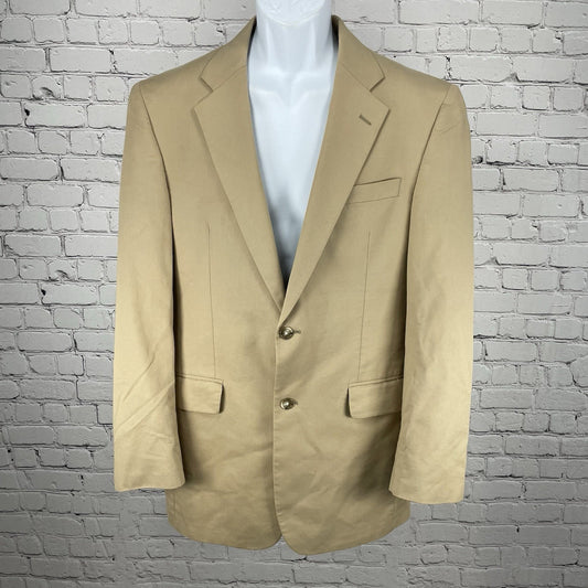 Jos A Bank Tan Cotton Wool 2 Button Vented Notch Blazer Sport Coat Size 40L