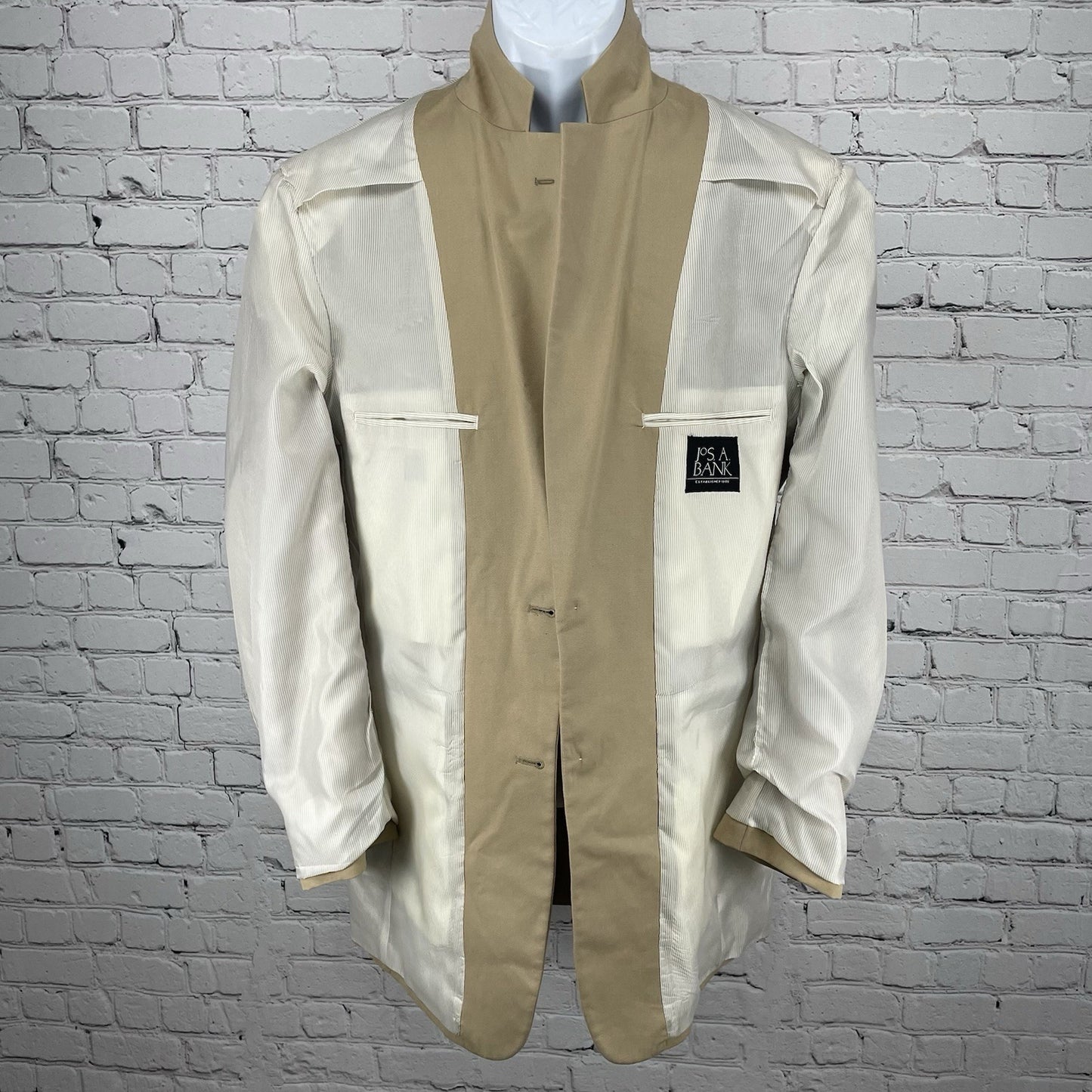 Jos A Bank Tan Cotton Wool 2 Button Vented Notch Blazer Sport Coat Size 40L