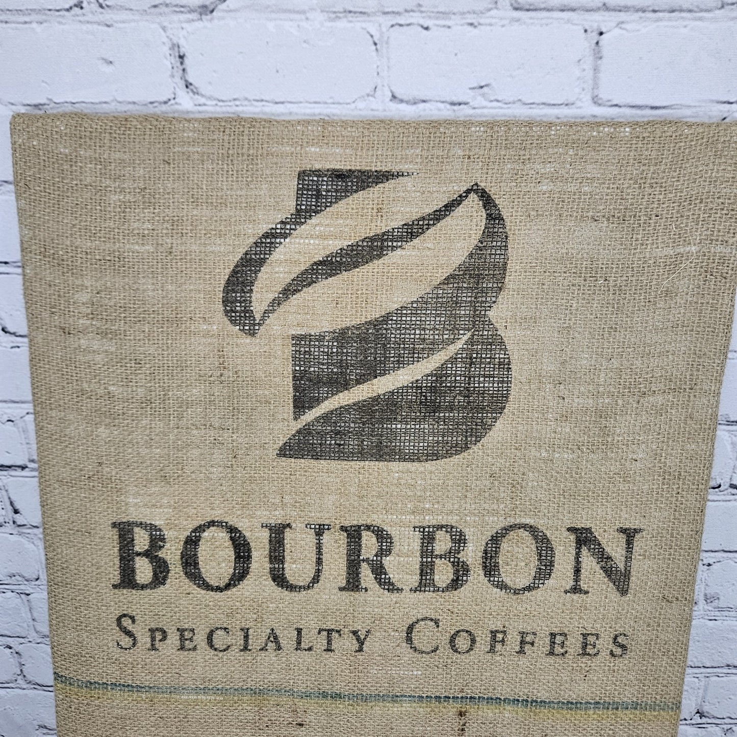 Bourbon Coffee Import Authentic Burlap Sack Canvas Wrapped Wood Framed Art 24x18