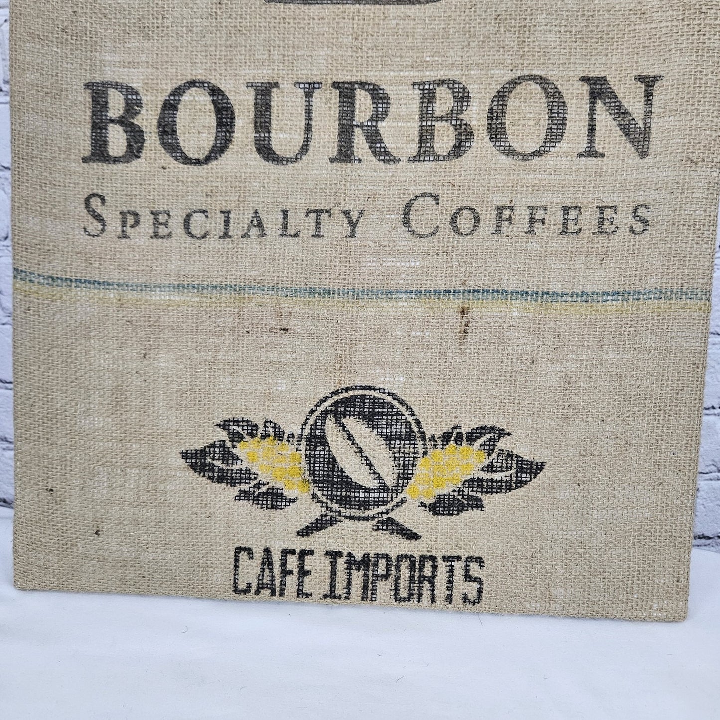 Bourbon Coffee Import Authentic Burlap Sack Canvas Wrapped Wood Framed Art 24x18