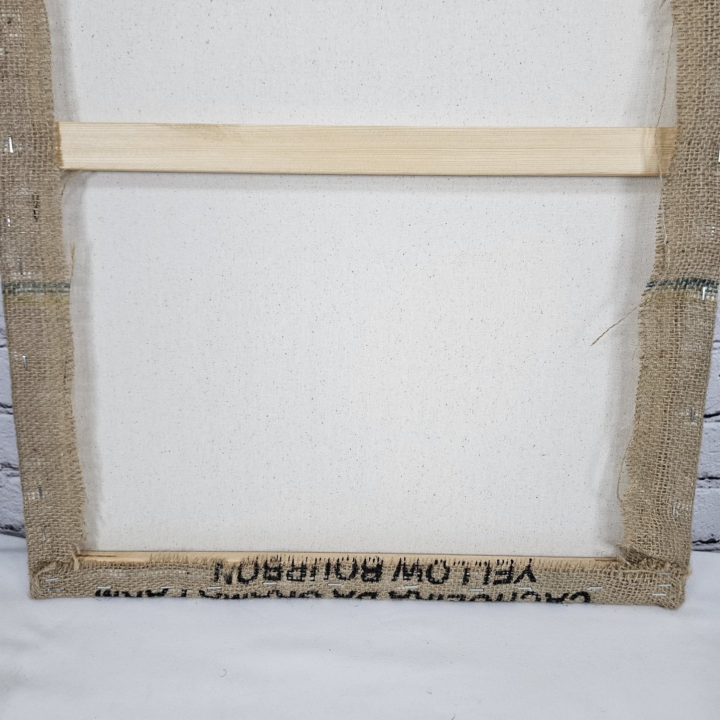 Bourbon Coffee Import Authentic Burlap Sack Canvas Wrapped Wood Framed Art 24x18