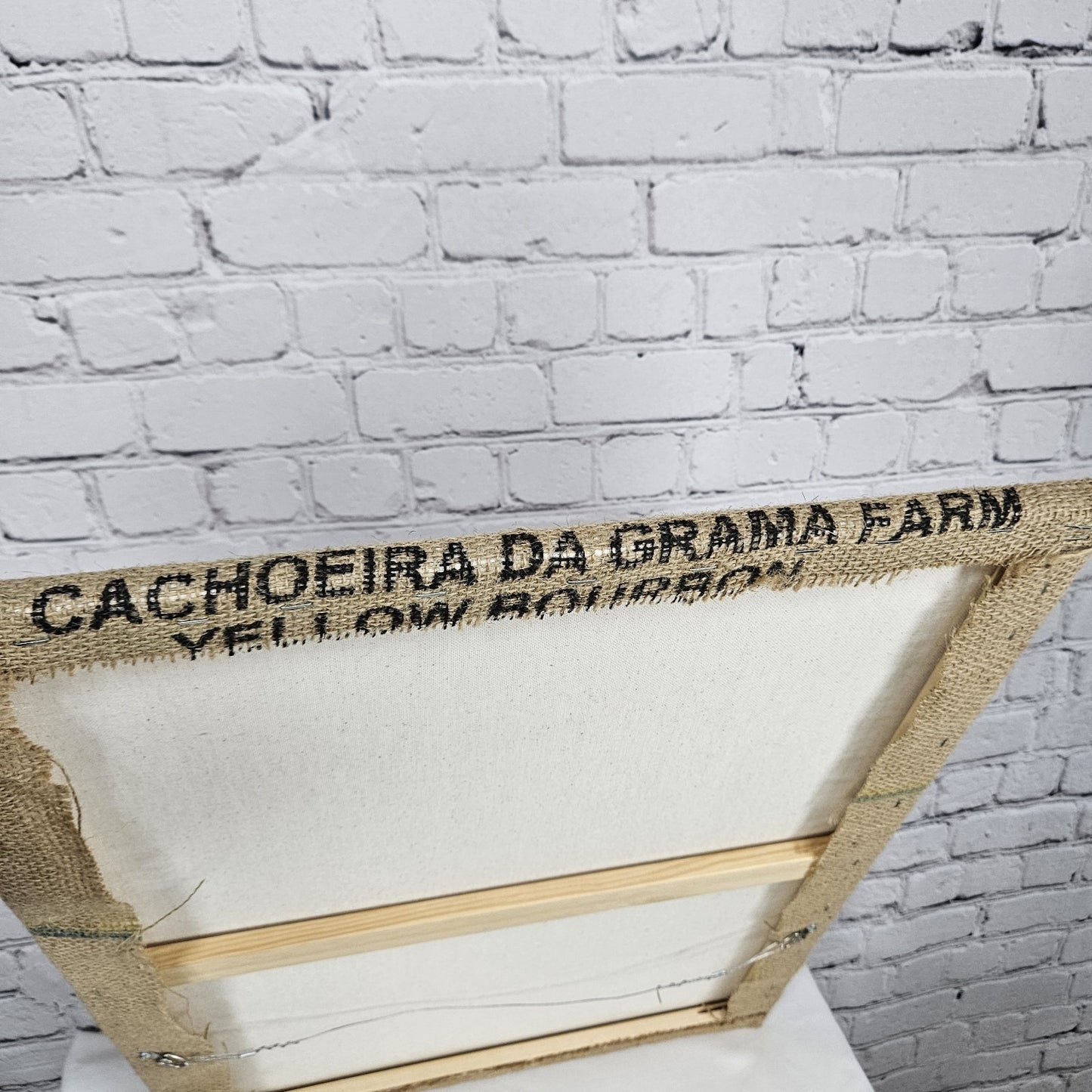 Bourbon Coffee Import Authentic Burlap Sack Canvas Wrapped Wood Framed Art 24x18