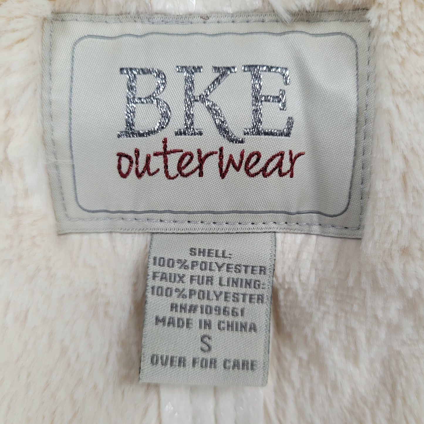 BKE Ivory Animal Print Soft Faux Fur Lined Snap Front Moto Jacket Size Small S