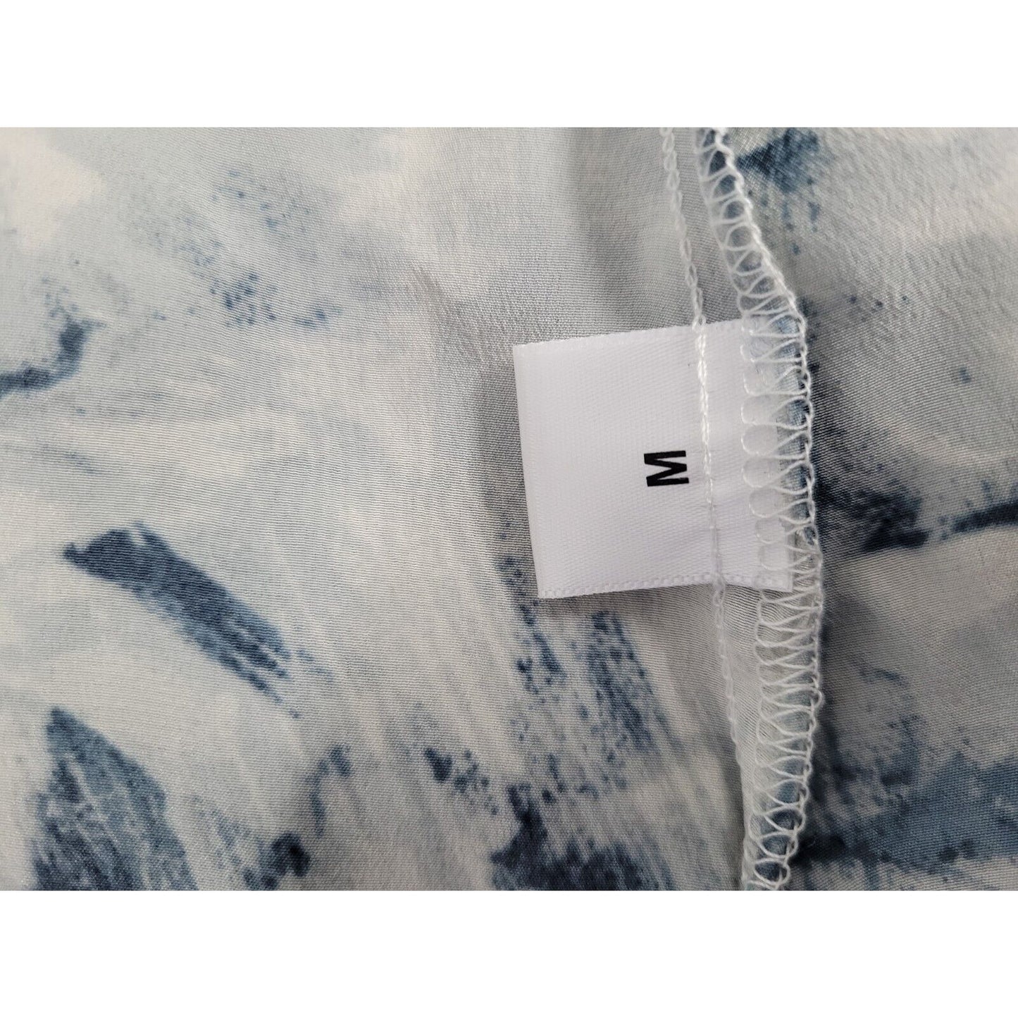 Chaser Collection 100% Silk Lightweight Semi Sheer Blue Floral Top Blouse Size M