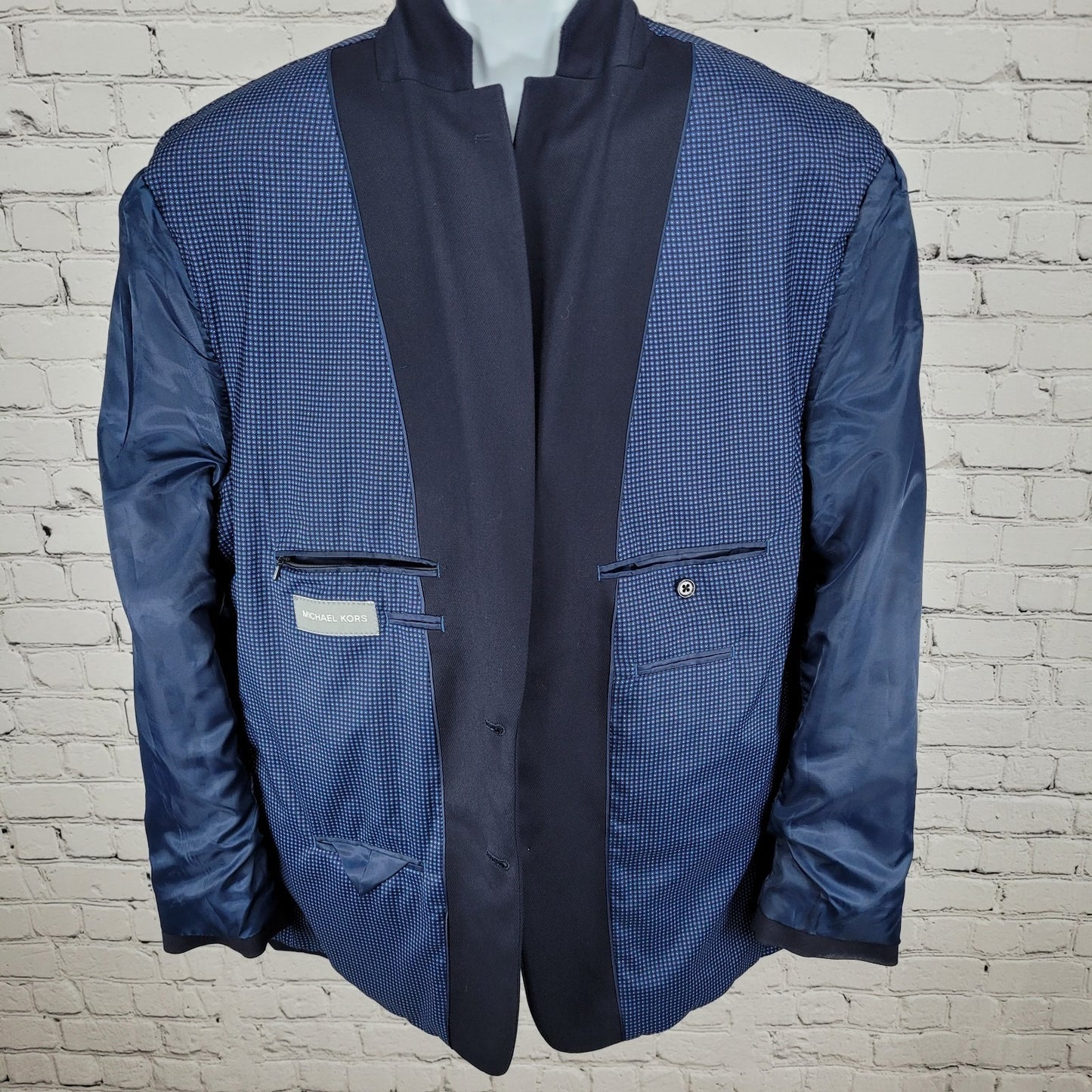 Michael Kors Navy Blue 2 Button Double Vented Notch Blazer Sport Coat Size 46R