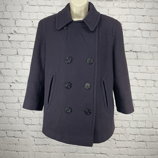 VTG Alorna Purple Wool Double Breast Peacoat Lined Coat USA Petite Medium M