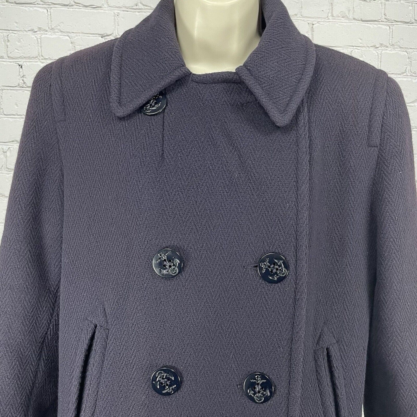 VTG Alorna Purple Wool Double Breast Peacoat Lined Coat USA Petite Medium M
