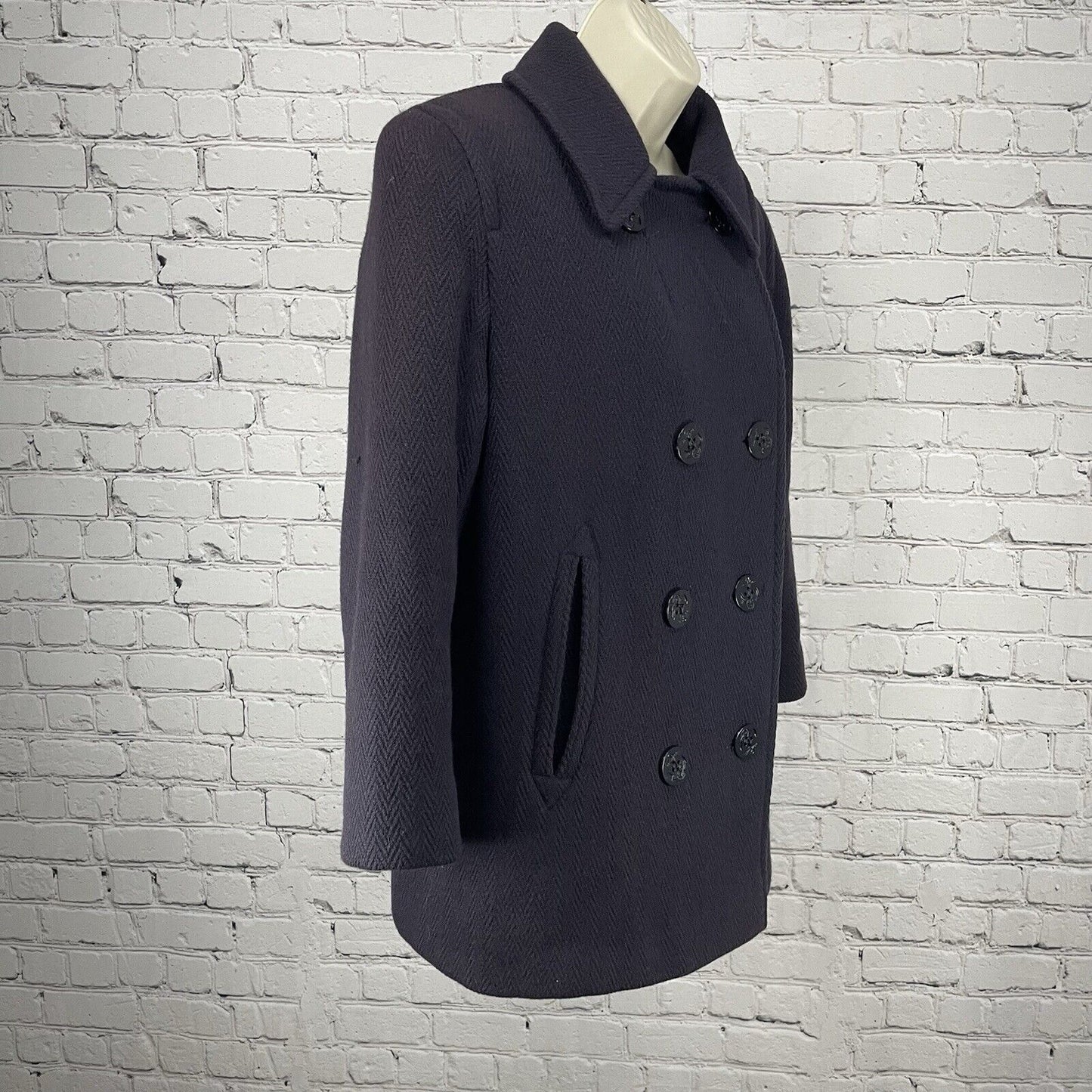VTG Alorna Purple Wool Double Breast Peacoat Lined Coat USA Petite Medium M
