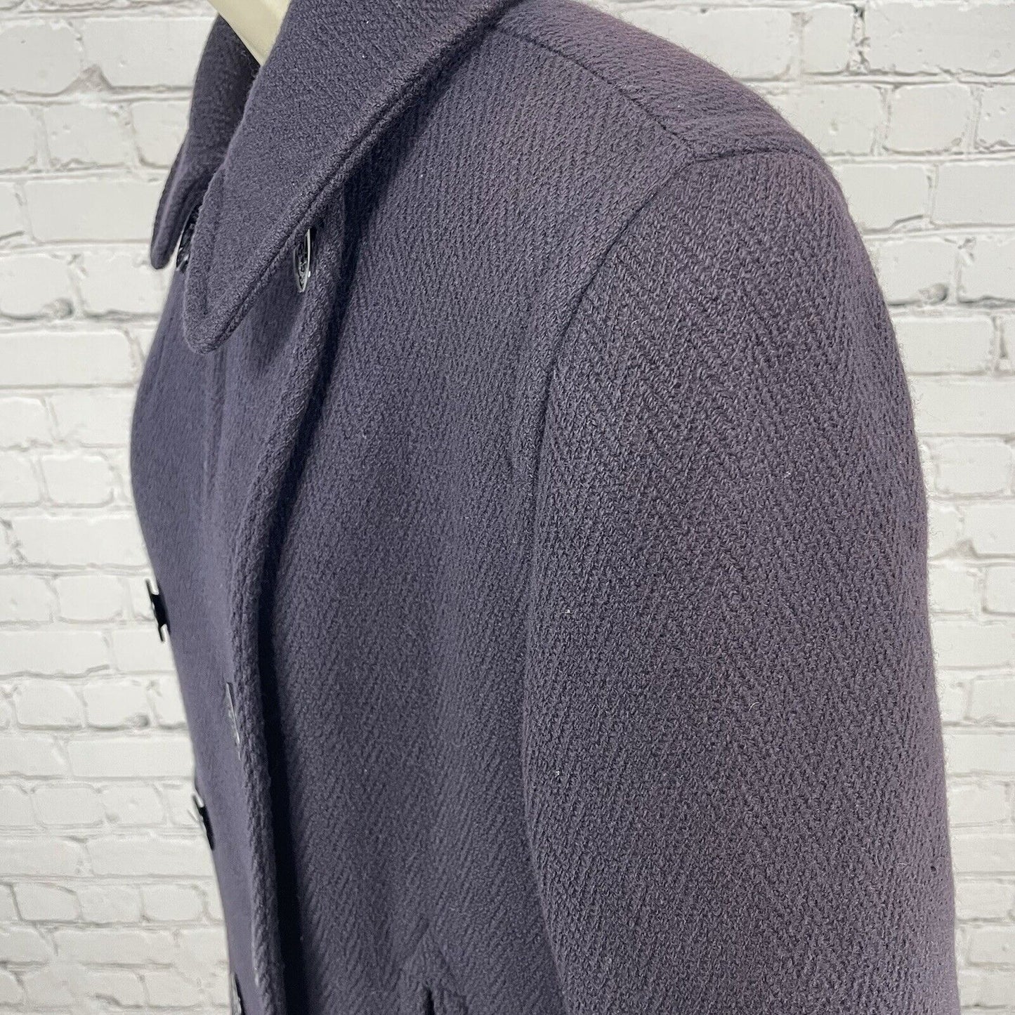 VTG Alorna Purple Wool Double Breast Peacoat Lined Coat USA Petite Medium M