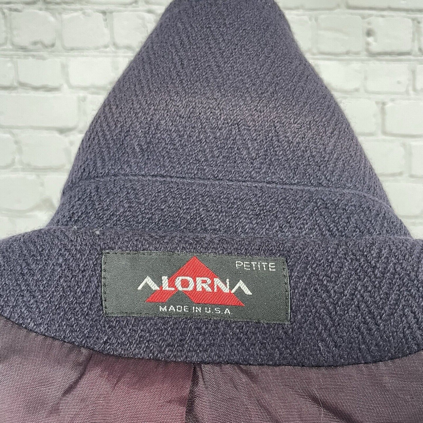 VTG Alorna Purple Wool Double Breast Peacoat Lined Coat USA Petite Medium M