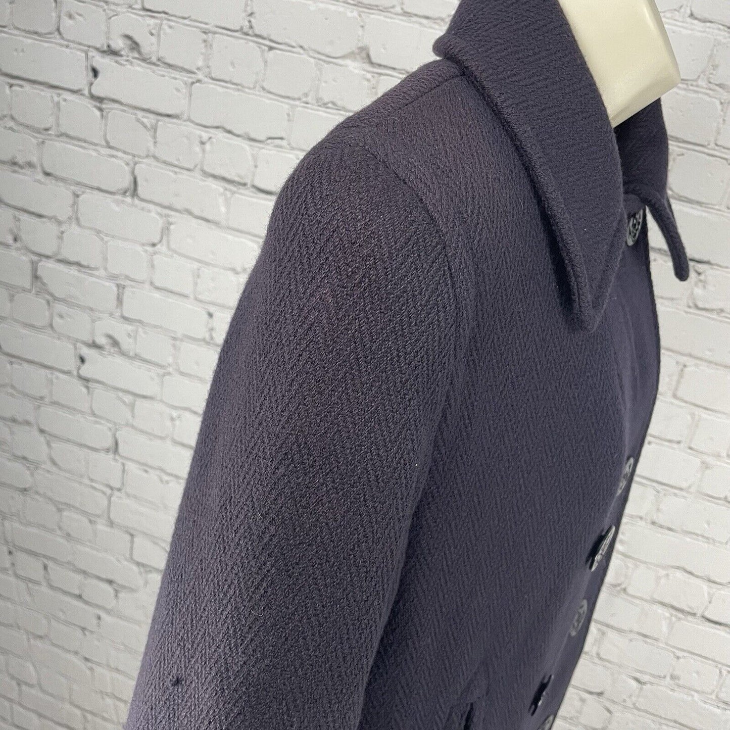 VTG Alorna Purple Wool Double Breast Peacoat Lined Coat USA Petite Medium M