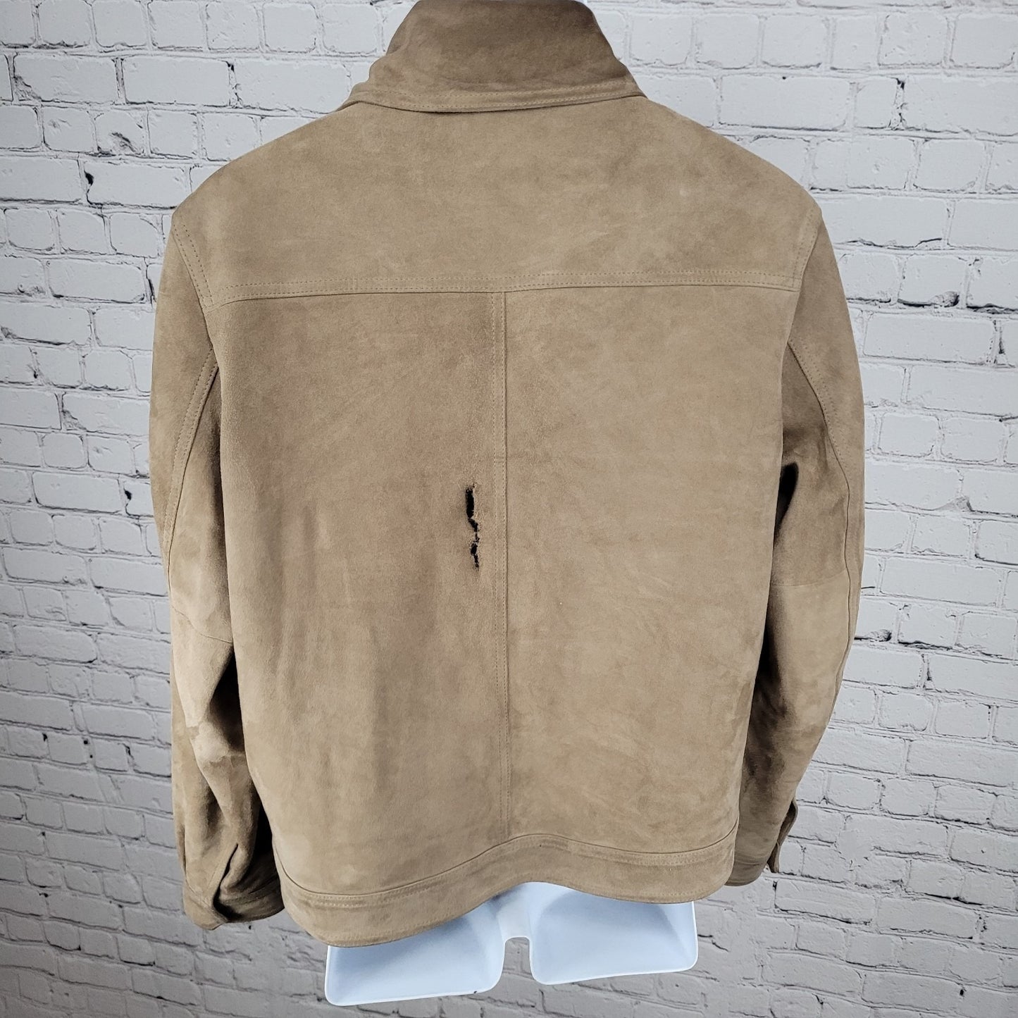 Neiman Marcus Brown Soft Genuine Goat Suede Bemberg Lined Jacket Medium M *tear