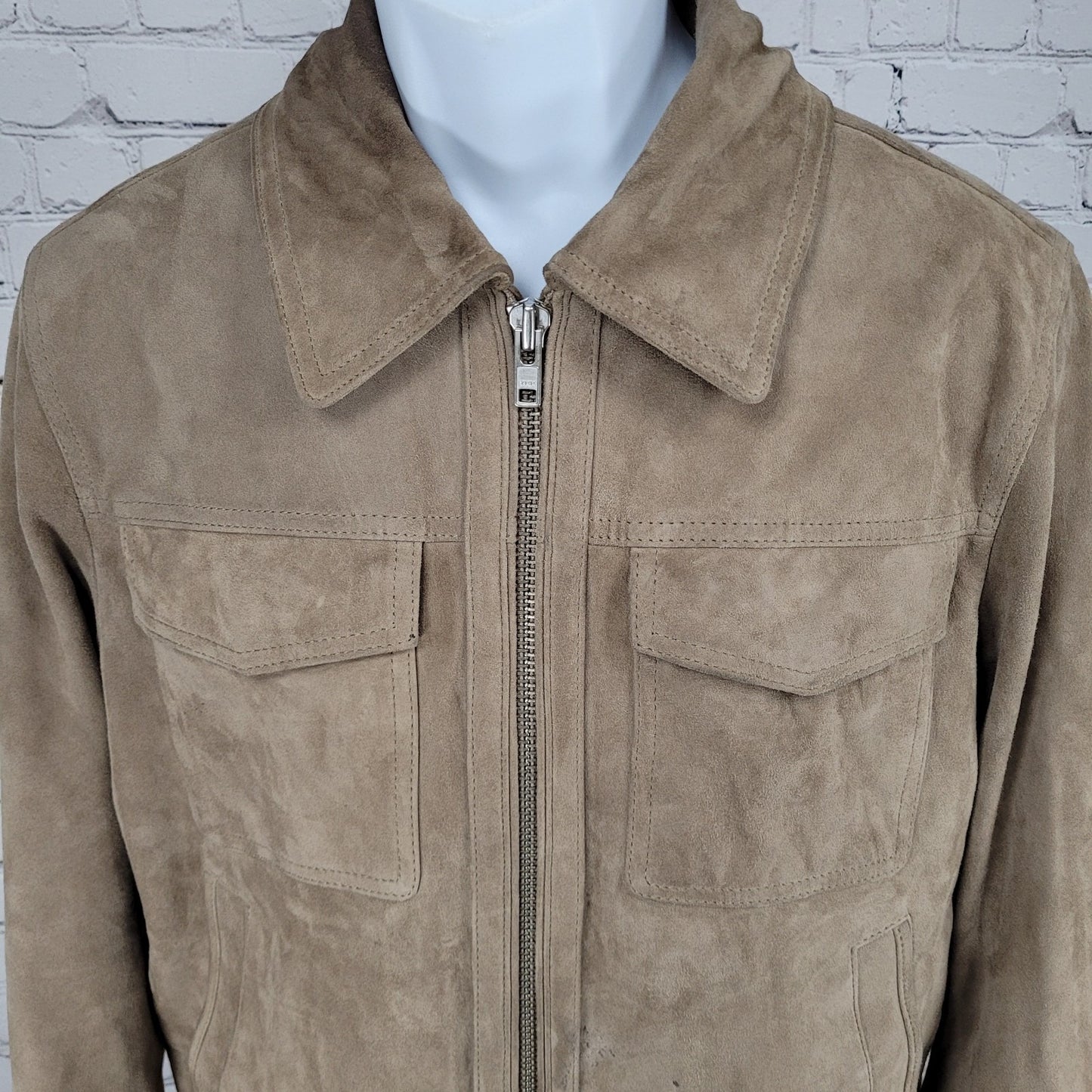 Neiman Marcus Brown Soft Genuine Goat Suede Bemberg Lined Jacket Medium M *tear