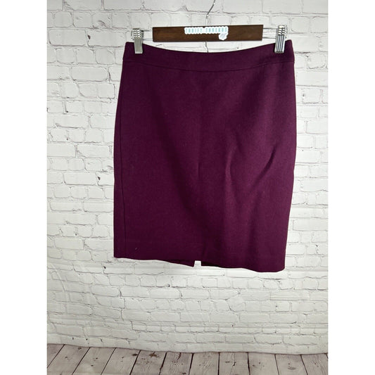 J. Crew The Pencil Skirt Solid Purple Wool Viscose Blend Knee Length Women’s 0
