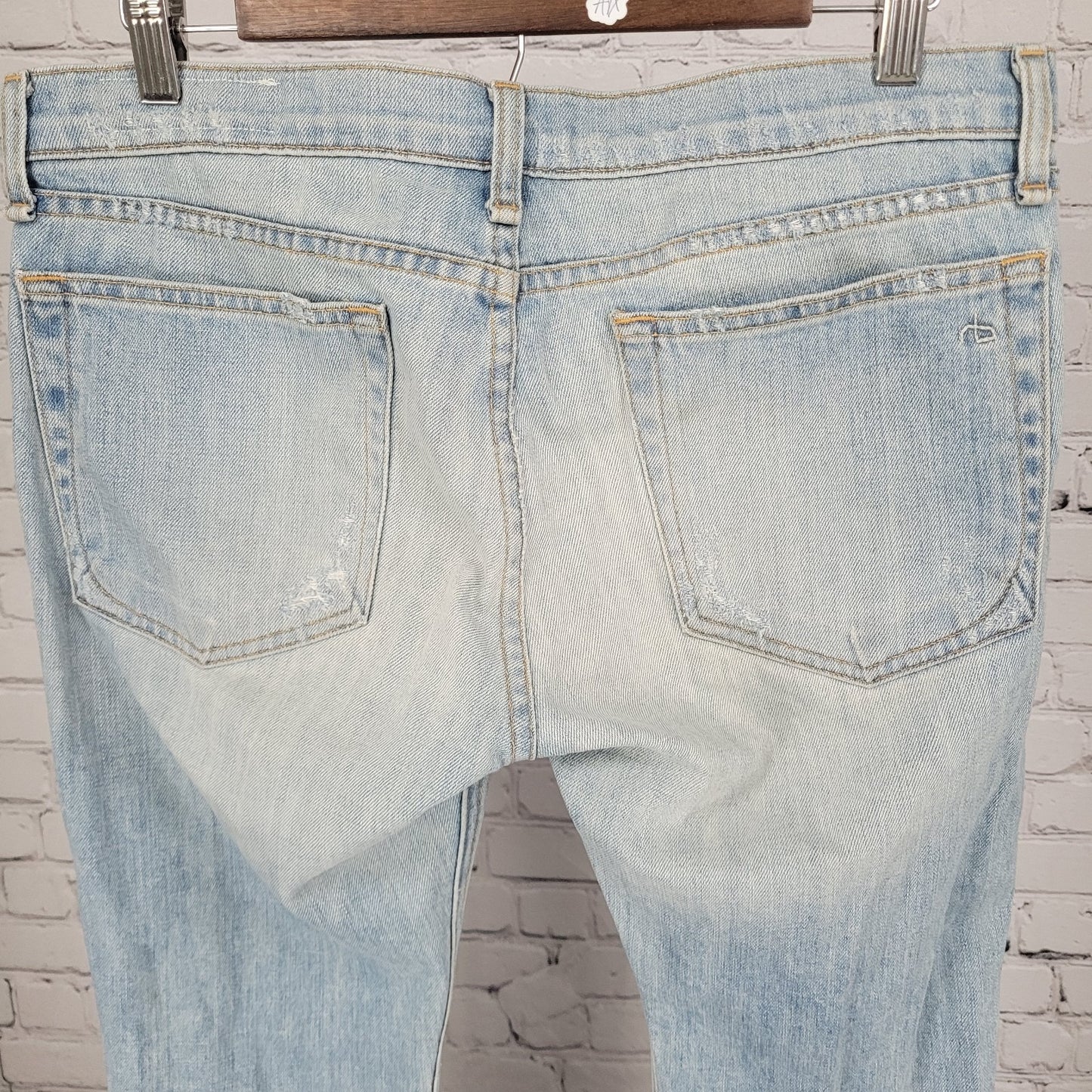 Rag & Bone Blue The Dre Distressed Light Wash Mid Rise Jeans USA Size 28 (33x31)