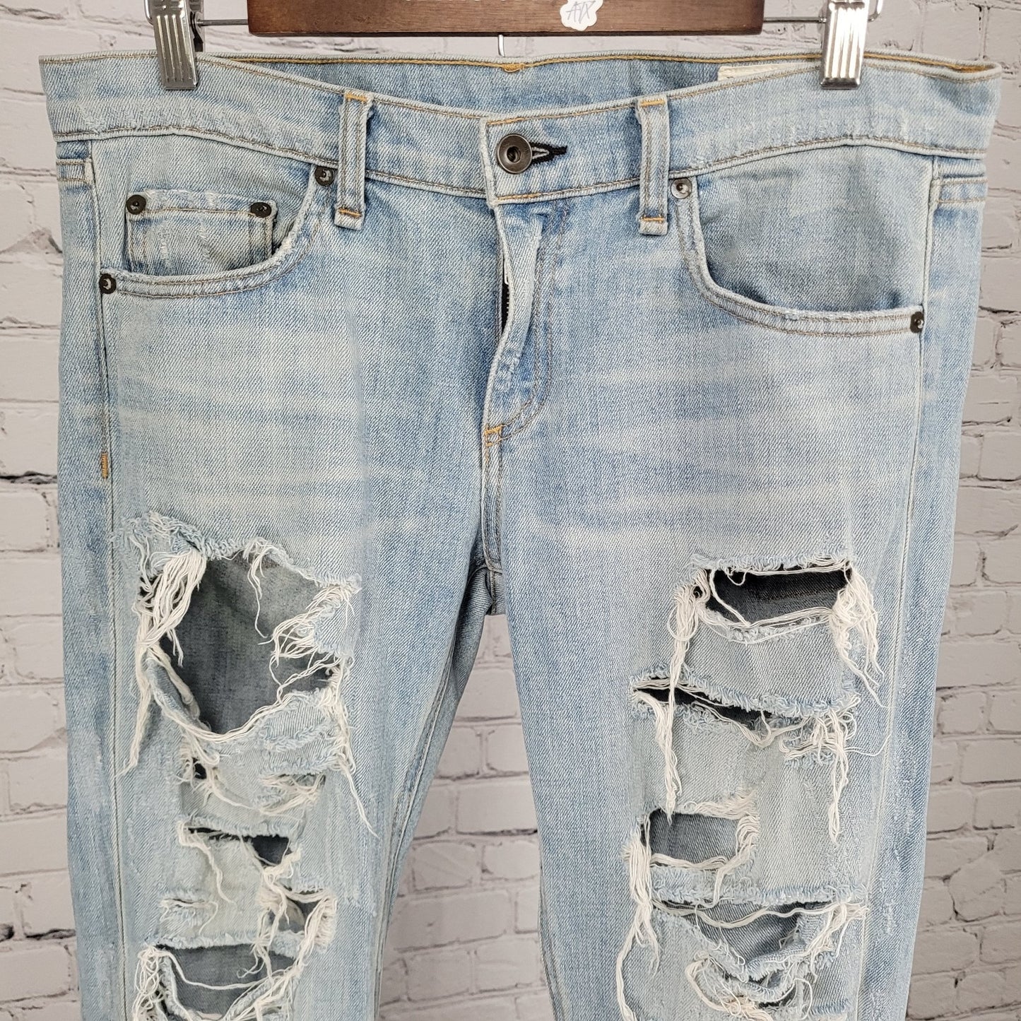 Rag & Bone Blue The Dre Distressed Light Wash Mid Rise Jeans USA Size 28 (33x31)
