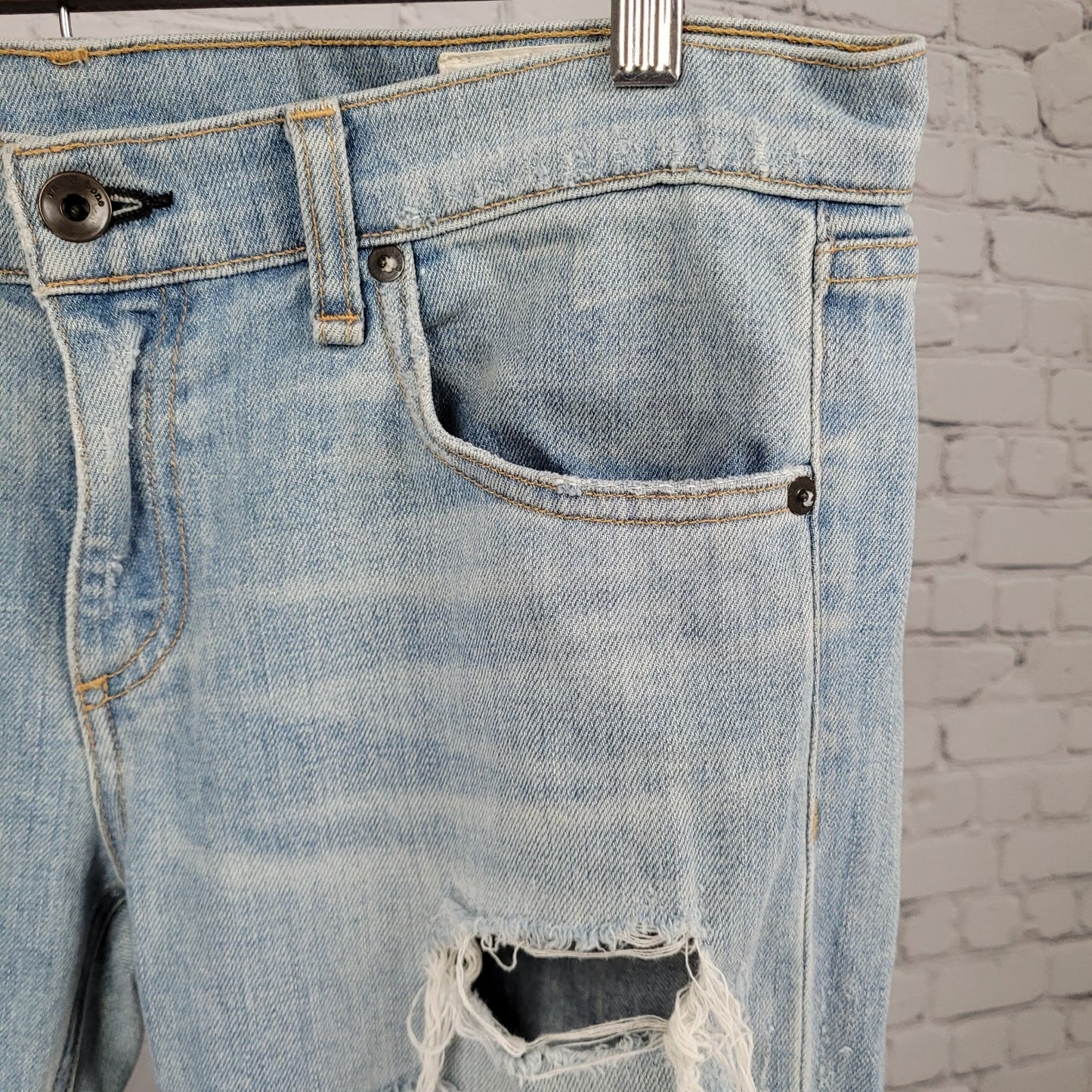 Rag & Bone Blue The Dre Distressed Light Wash Mid Rise Jeans USA Size 28 (33x31)