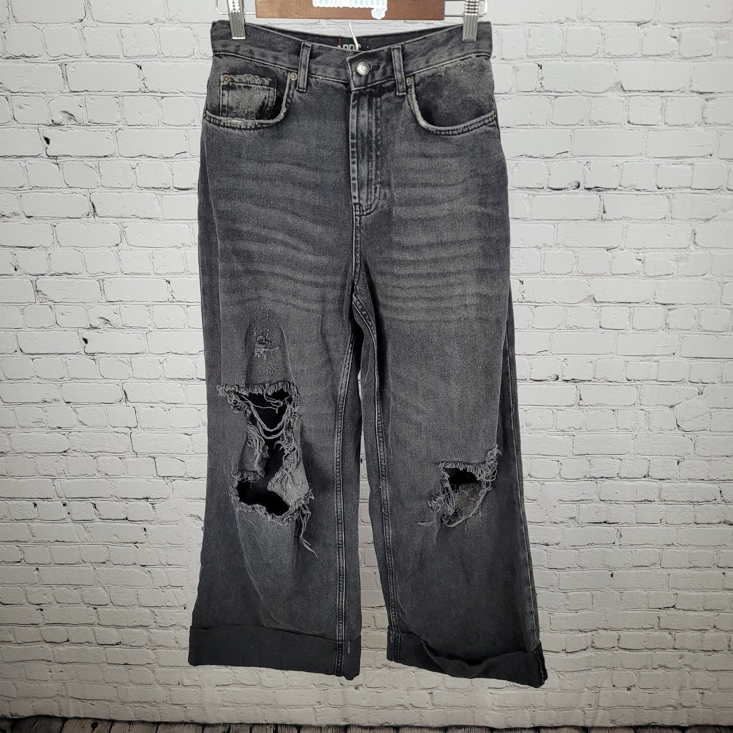 BDG Urban Outfitters Black Denim Skater Baggy Distressed Jeans Size 26 (26x29.5)