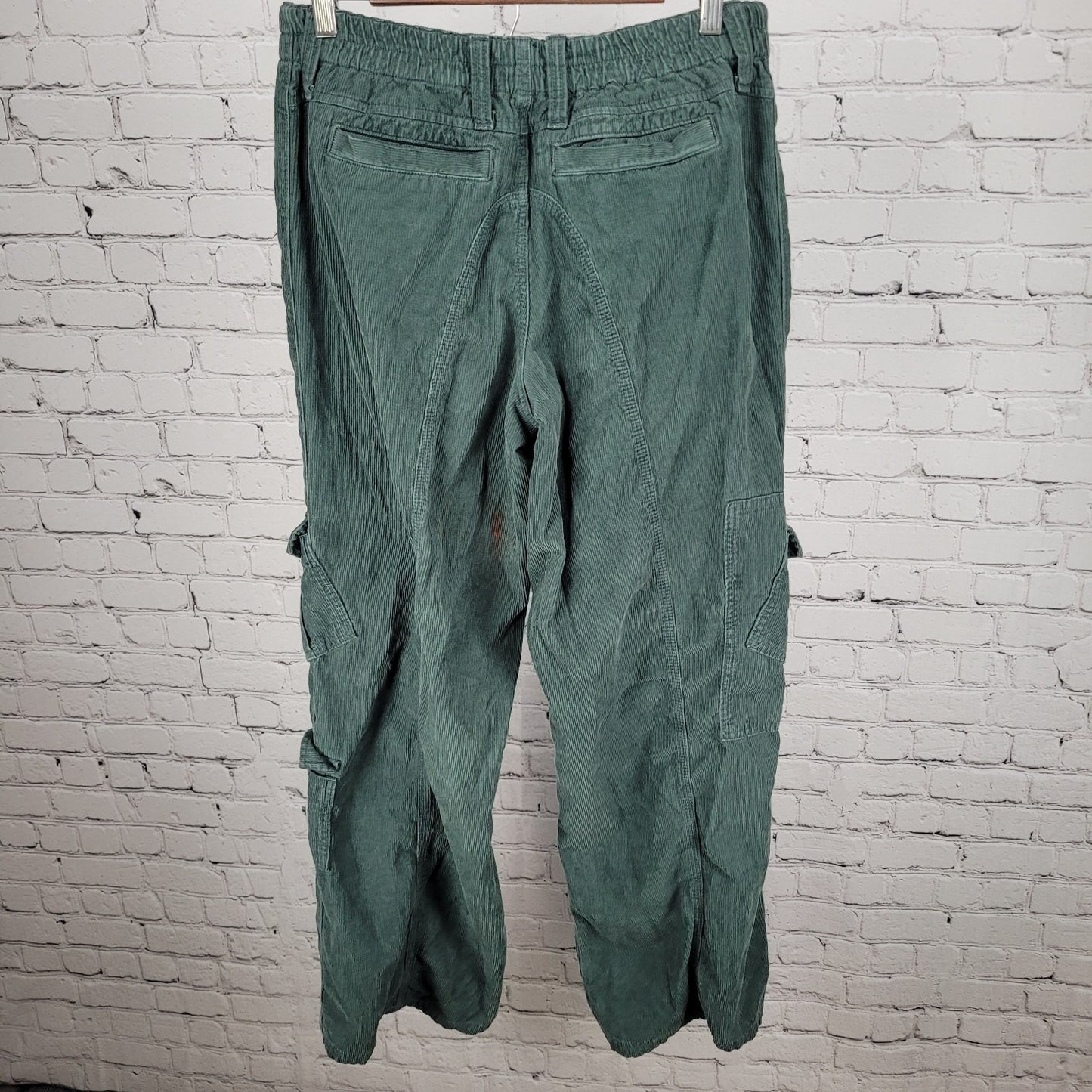 BDG Urban Outfitters Green Corduroy Y2K Cargo Relaxed Pants Size Large L (29x32)
