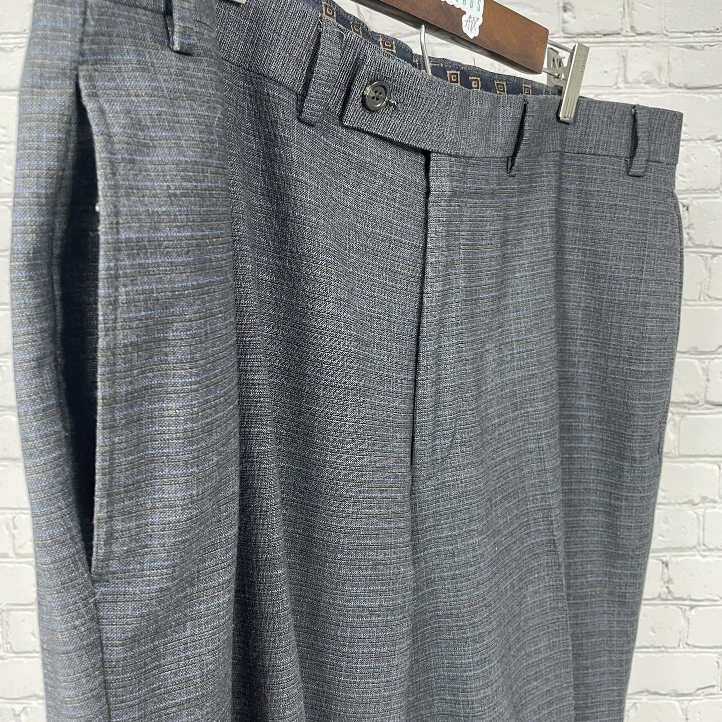 Lauren Ralph Lauren Grey Blue Check Classic Flat Front Dress Pants (38x28.5)