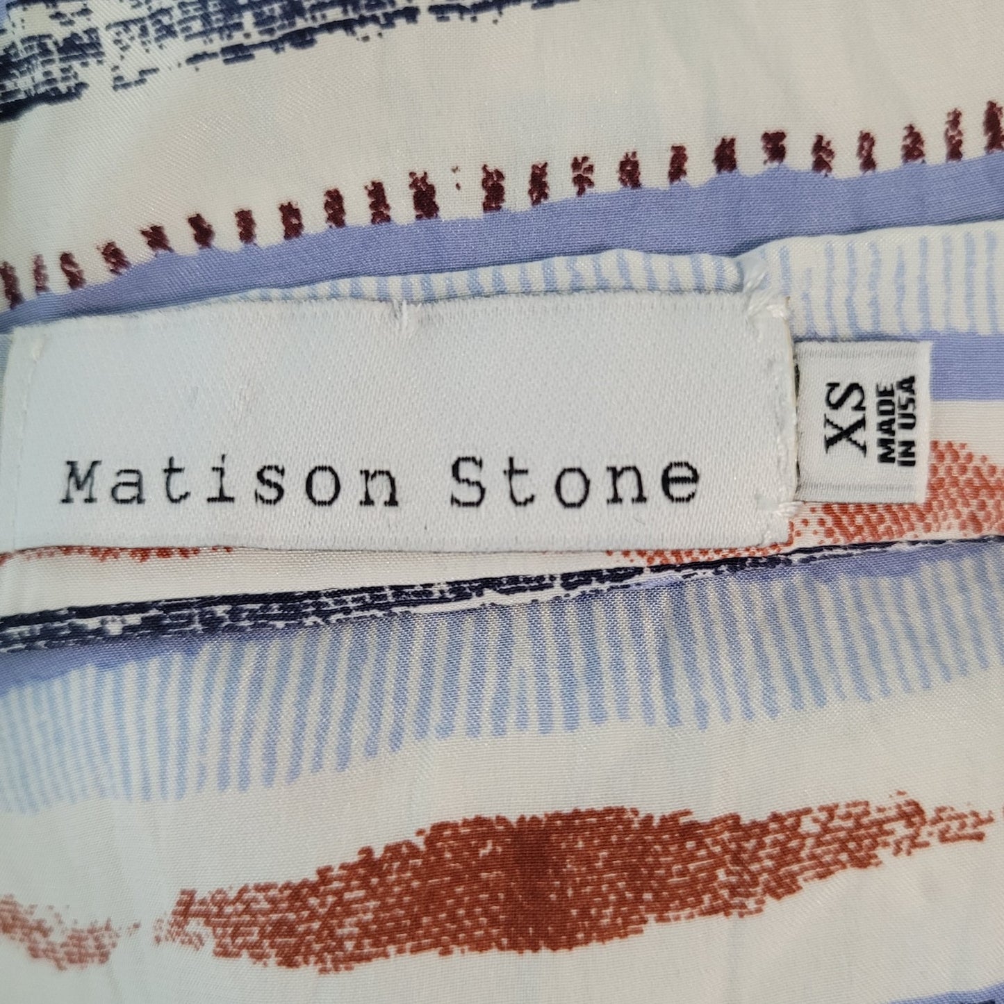 Matison Stone Anthropologie Red Blue 100% Silk Striped Light Tank Top USA XS
